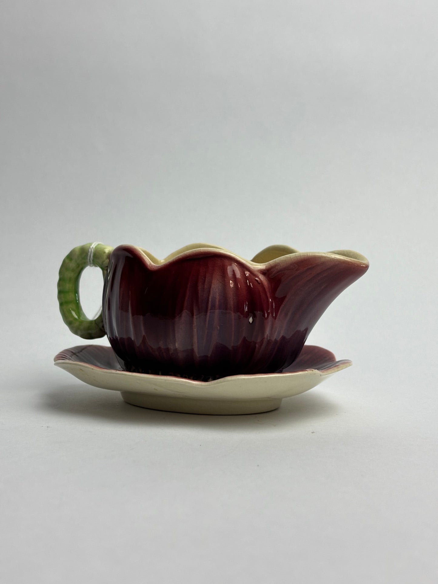 Anemone Majolica Gravy Boat & Saucer by Shorter & Son