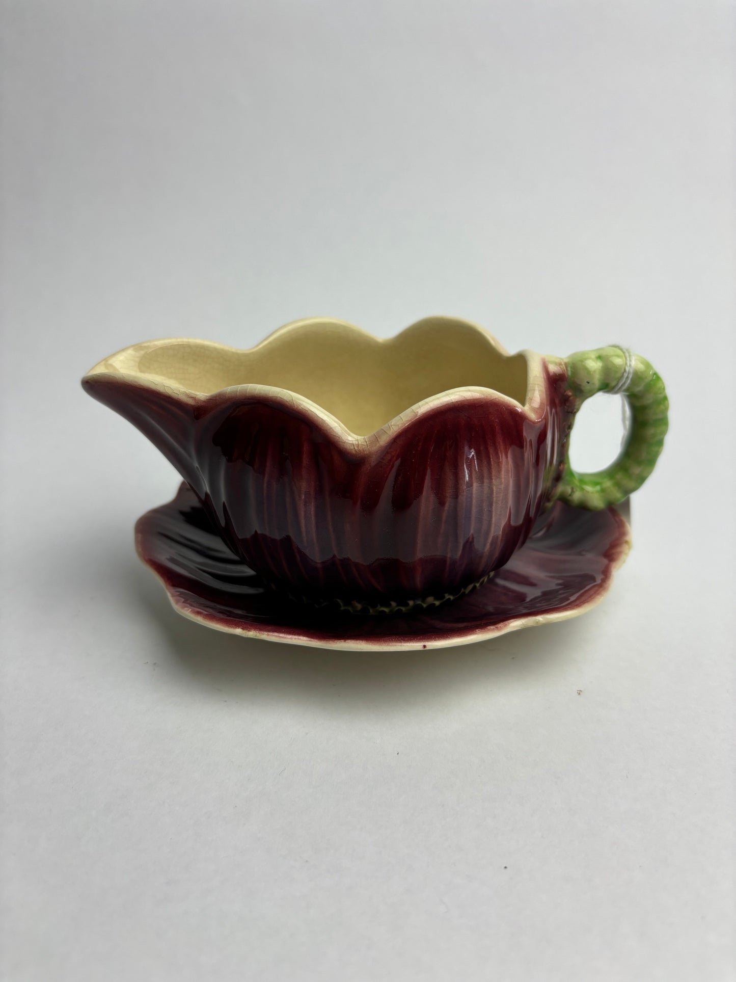Anemone Majolica Gravy Boat & Saucer by Shorter & Son