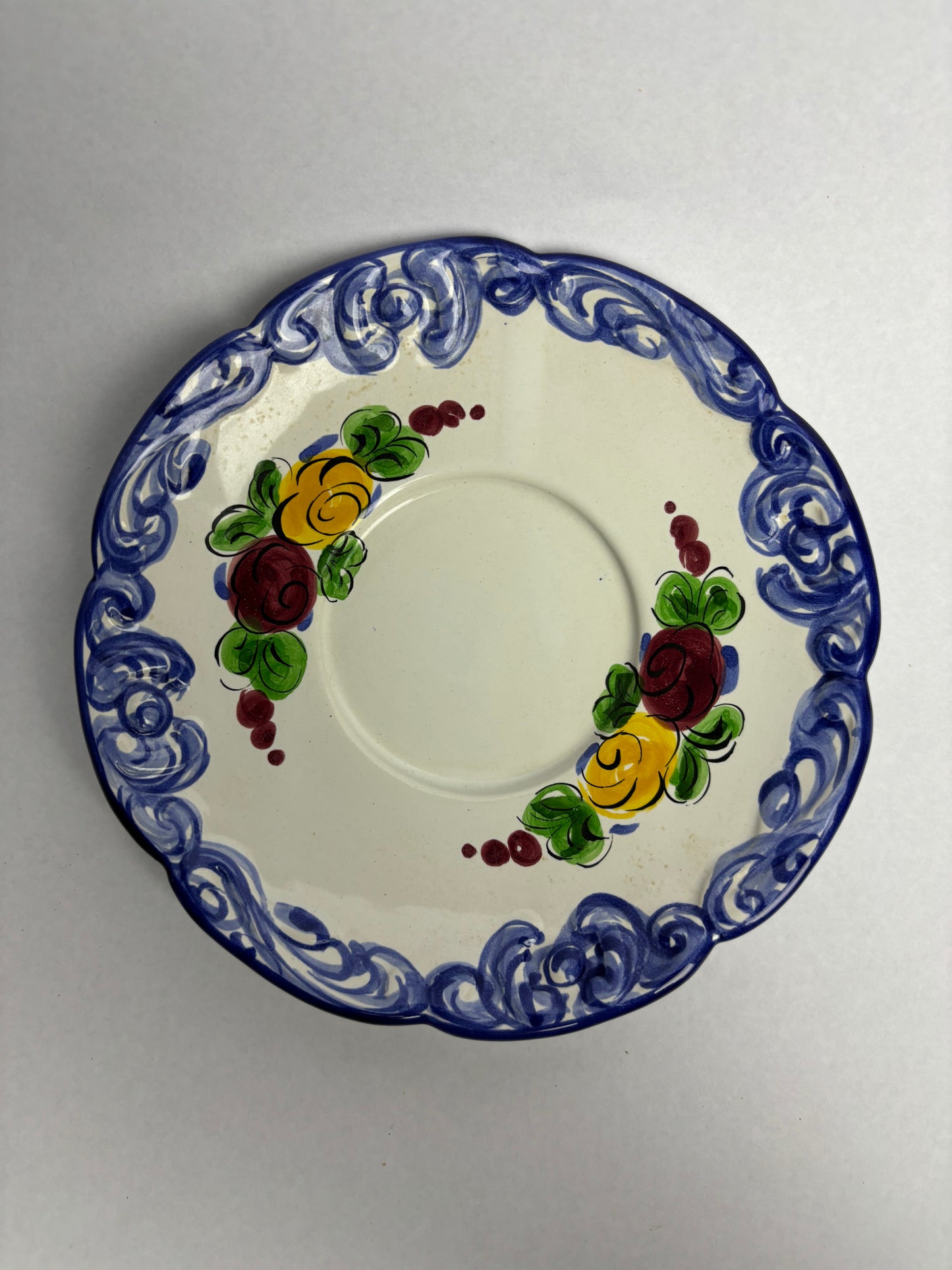Vintage hand-painted Portuguese china tea set, complete six service in VGC