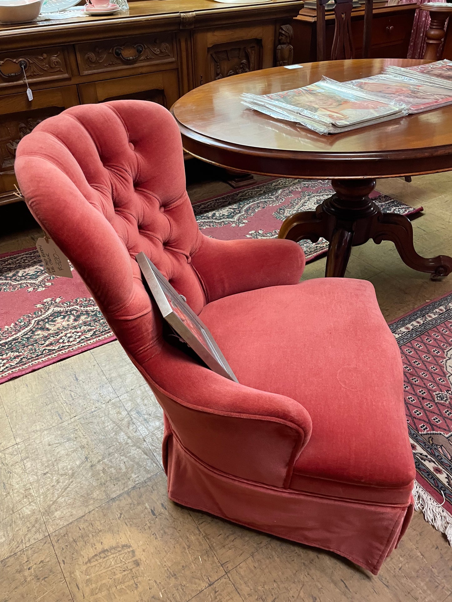 Pair of Watermelon Velvet Bedroom Chairs