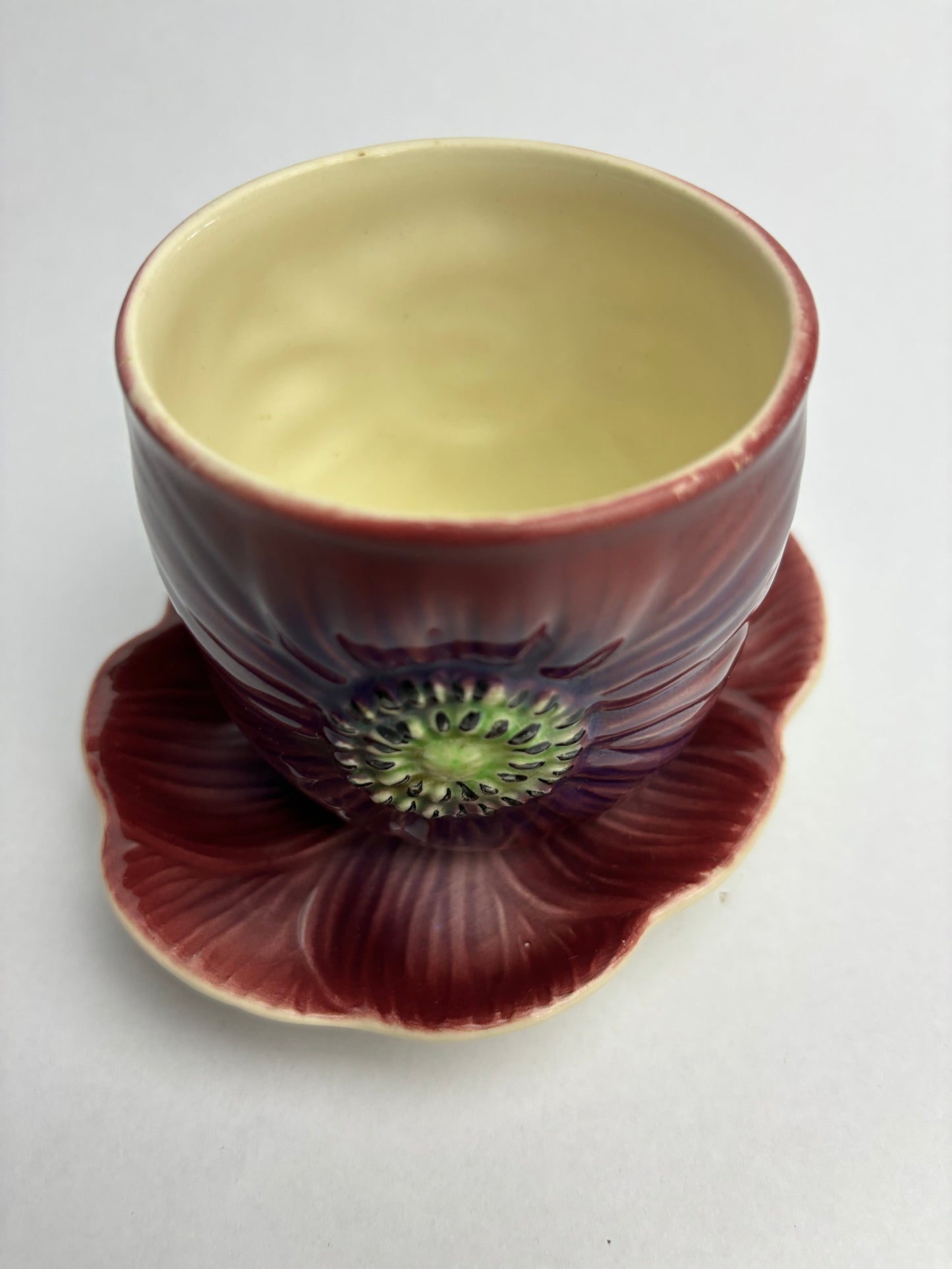 Anemone Majolica Pot & Saucer by Shorter & Son