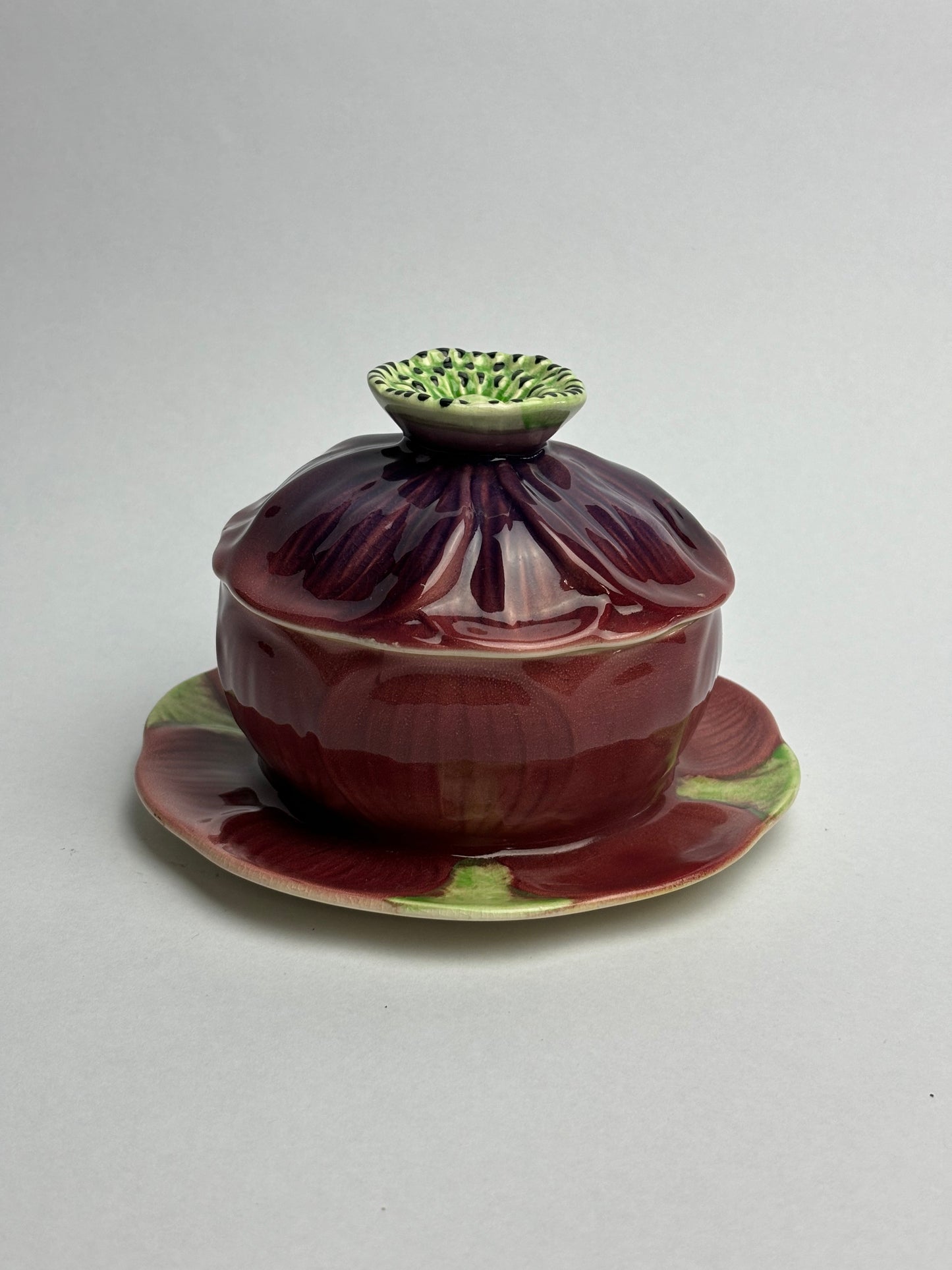 Anemone Majolica Lidded Pot by Shorter & Son