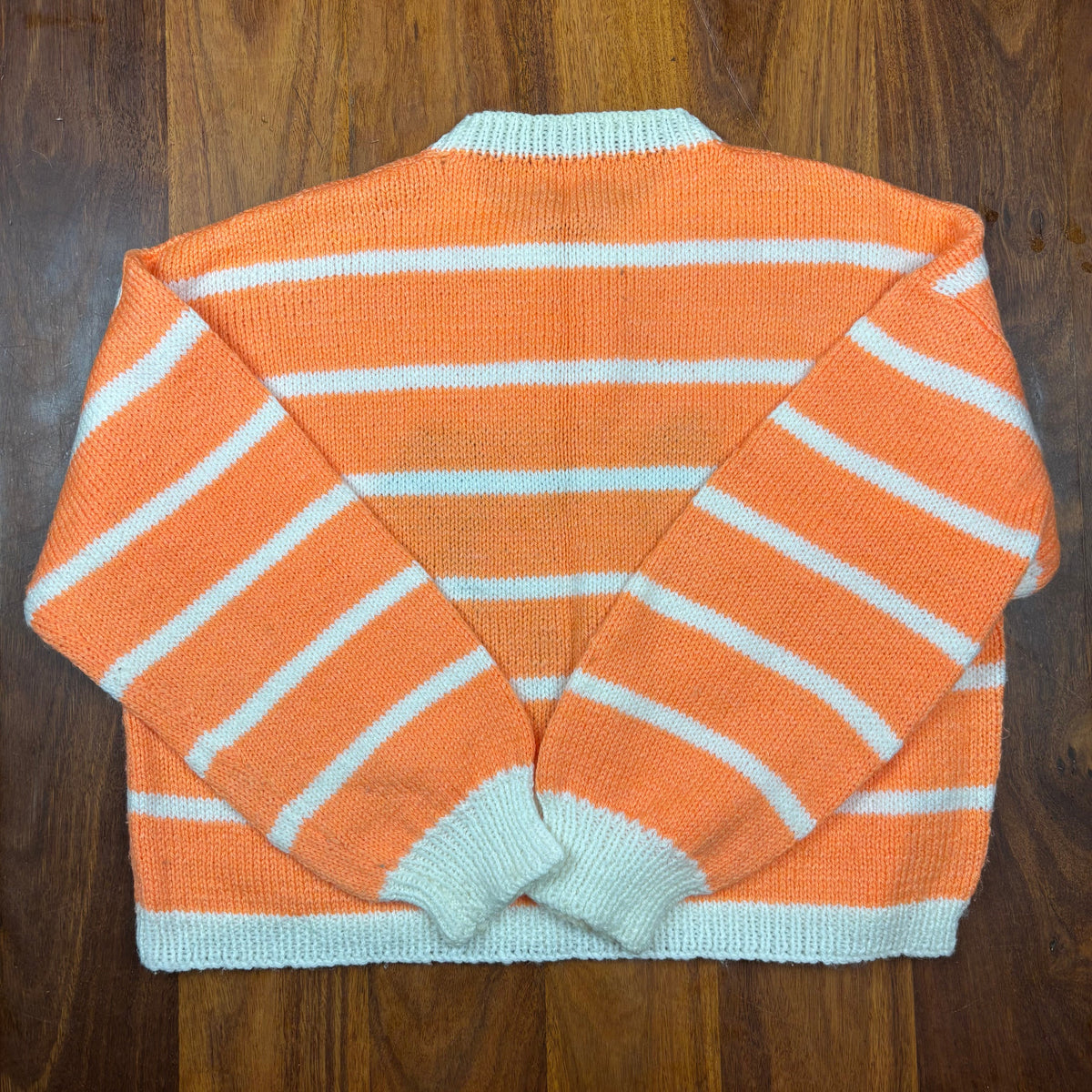 Vintage Hand Knitted Mickey Mouse Orange Stripe Jumper back