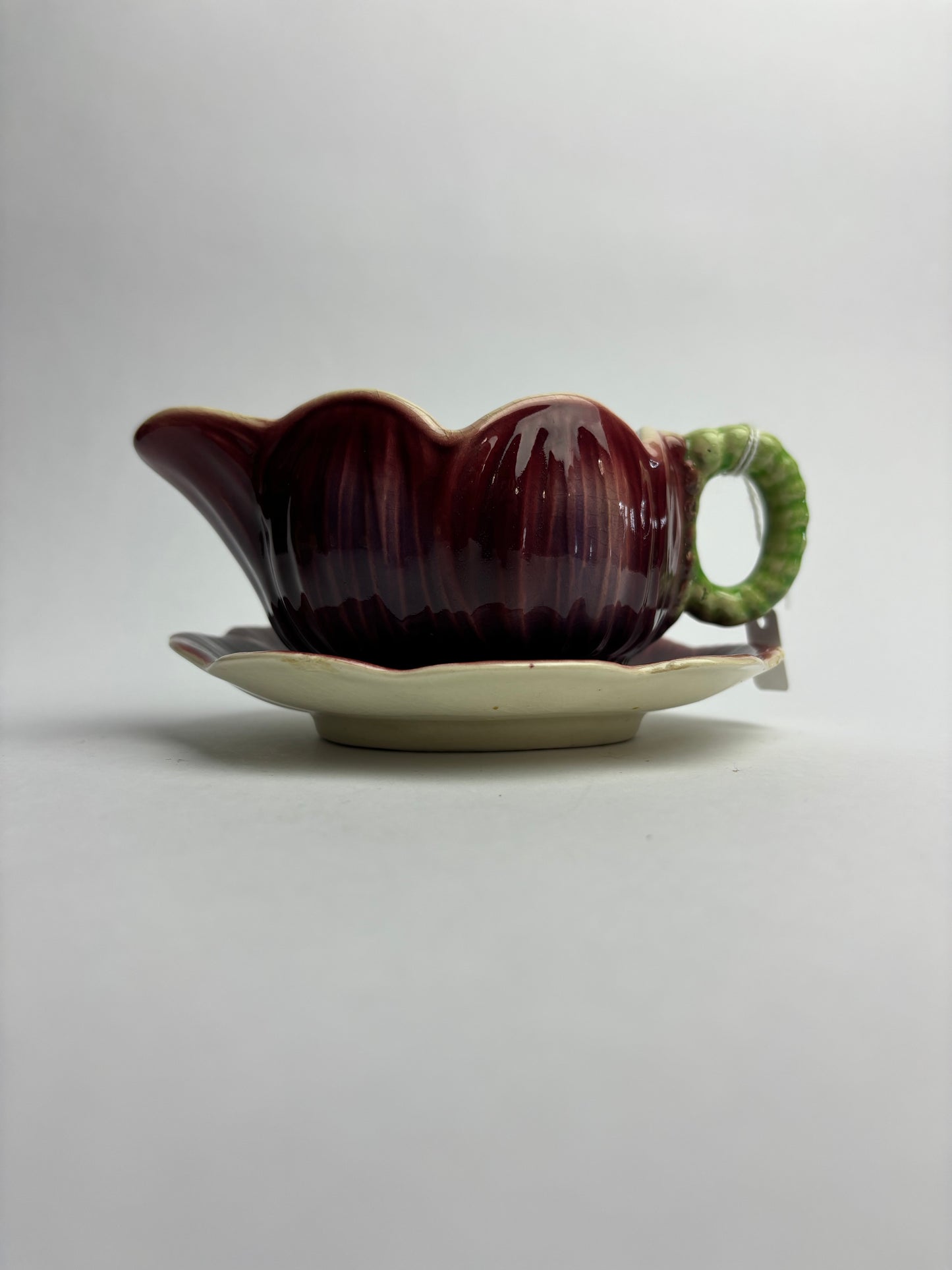 Anemone Majolica Gravy Boat & Saucer by Shorter & Son