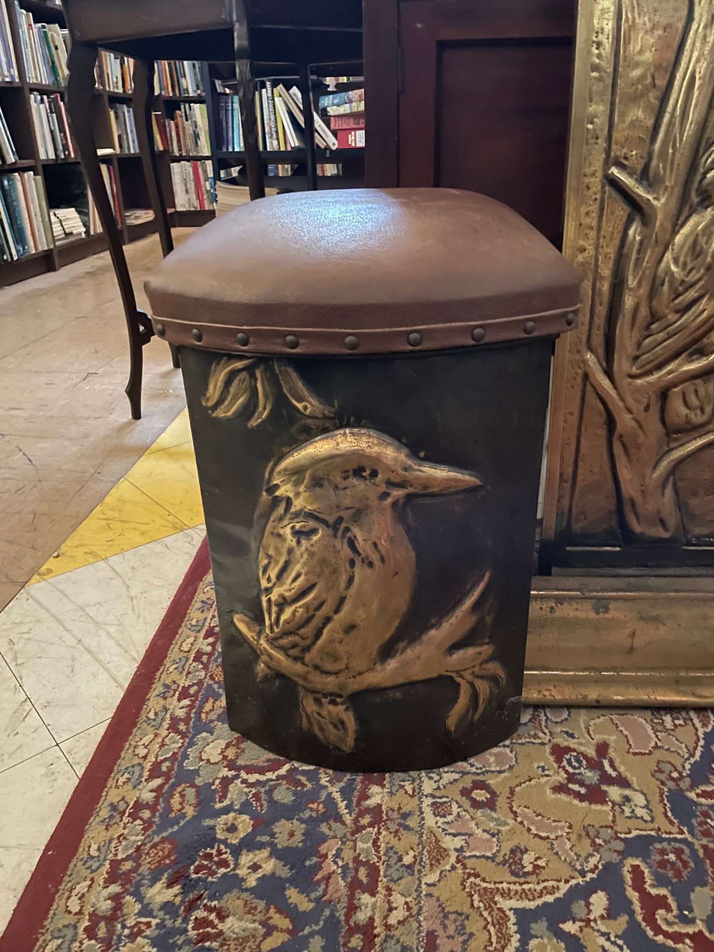 Antique Victorian brass fire surround featuring kookaburras