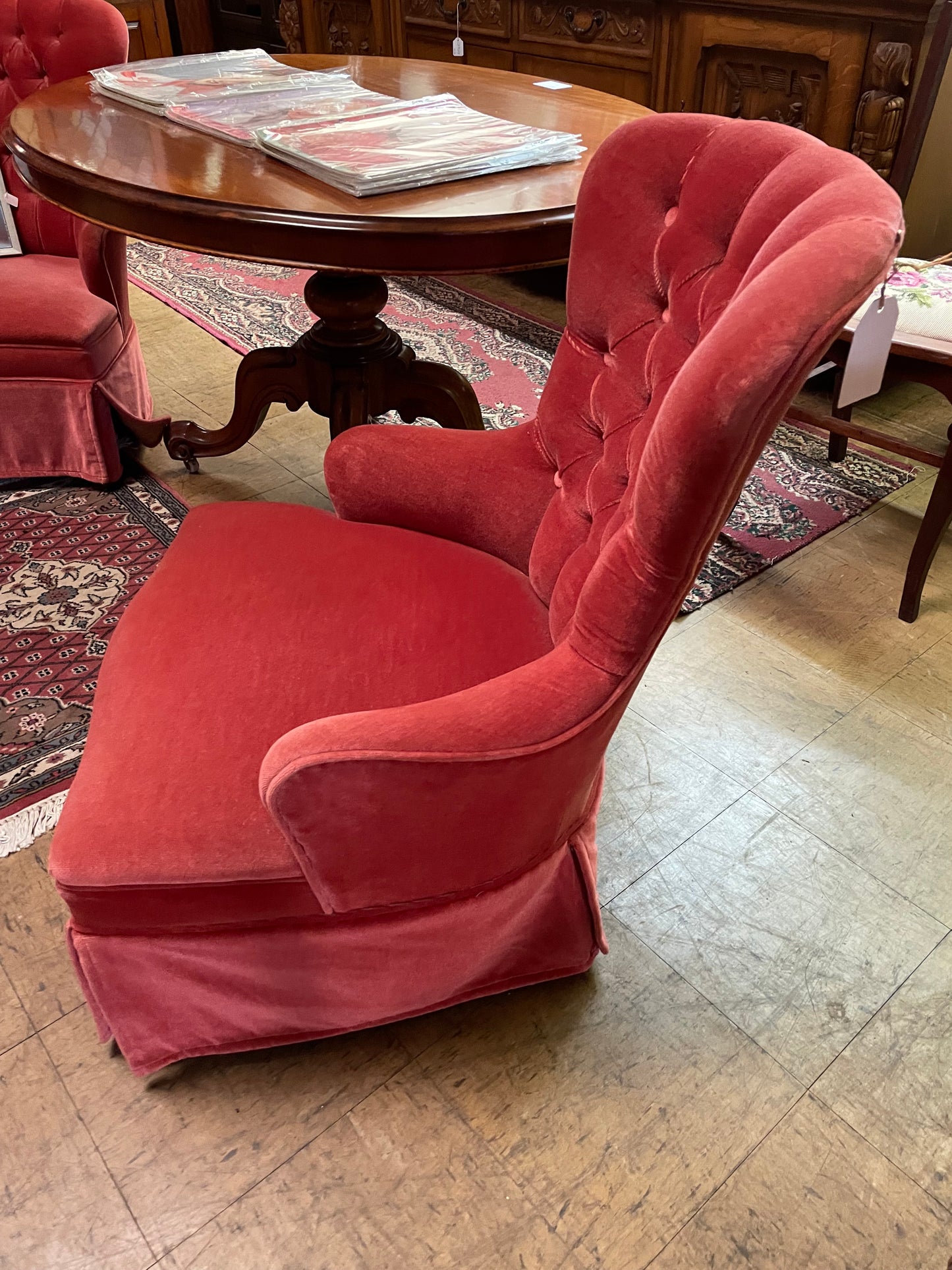Pair of Watermelon Velvet Bedroom Chairs