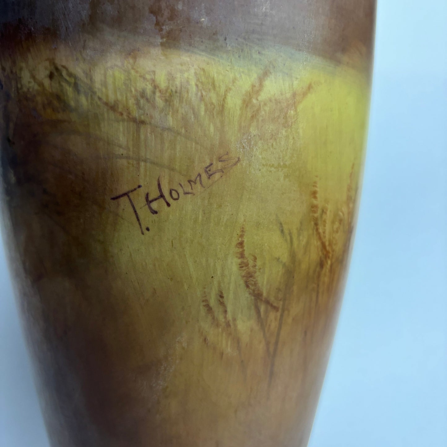 Pair Large Antique Winton Hand Painted Vases – Pheasants – Signed T Holmes – 34cm