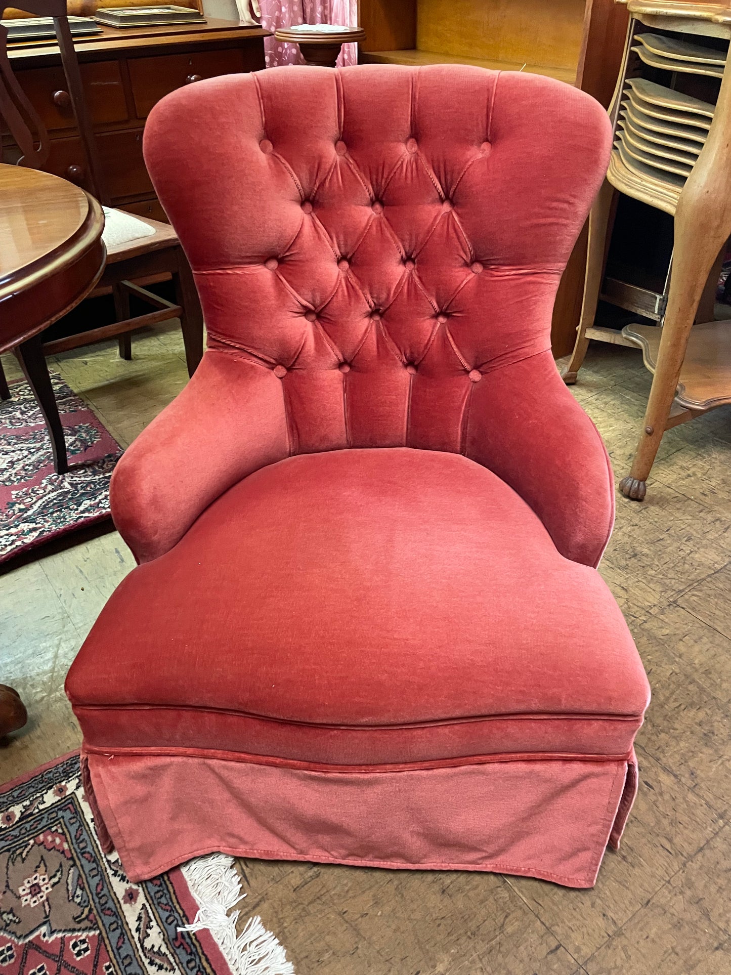 Pair of Watermelon Velvet Bedroom Chairs