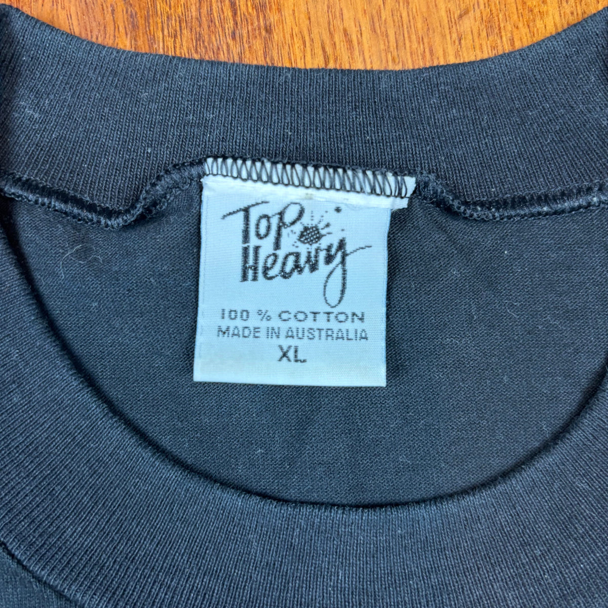 Top Heavy Made in Australia XL label