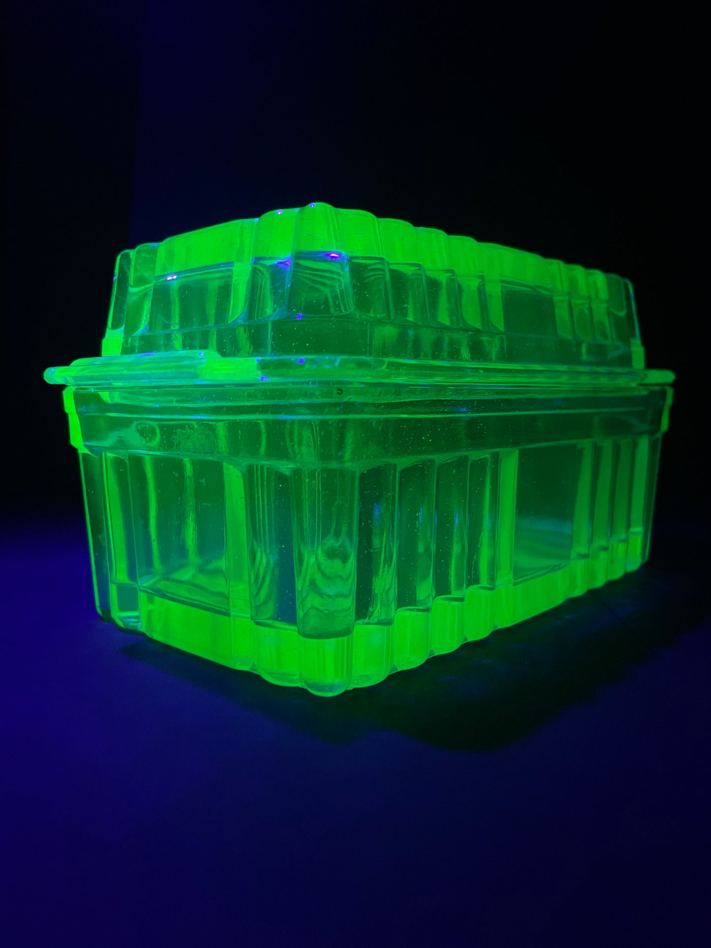 Uranium Glass Butter Dish