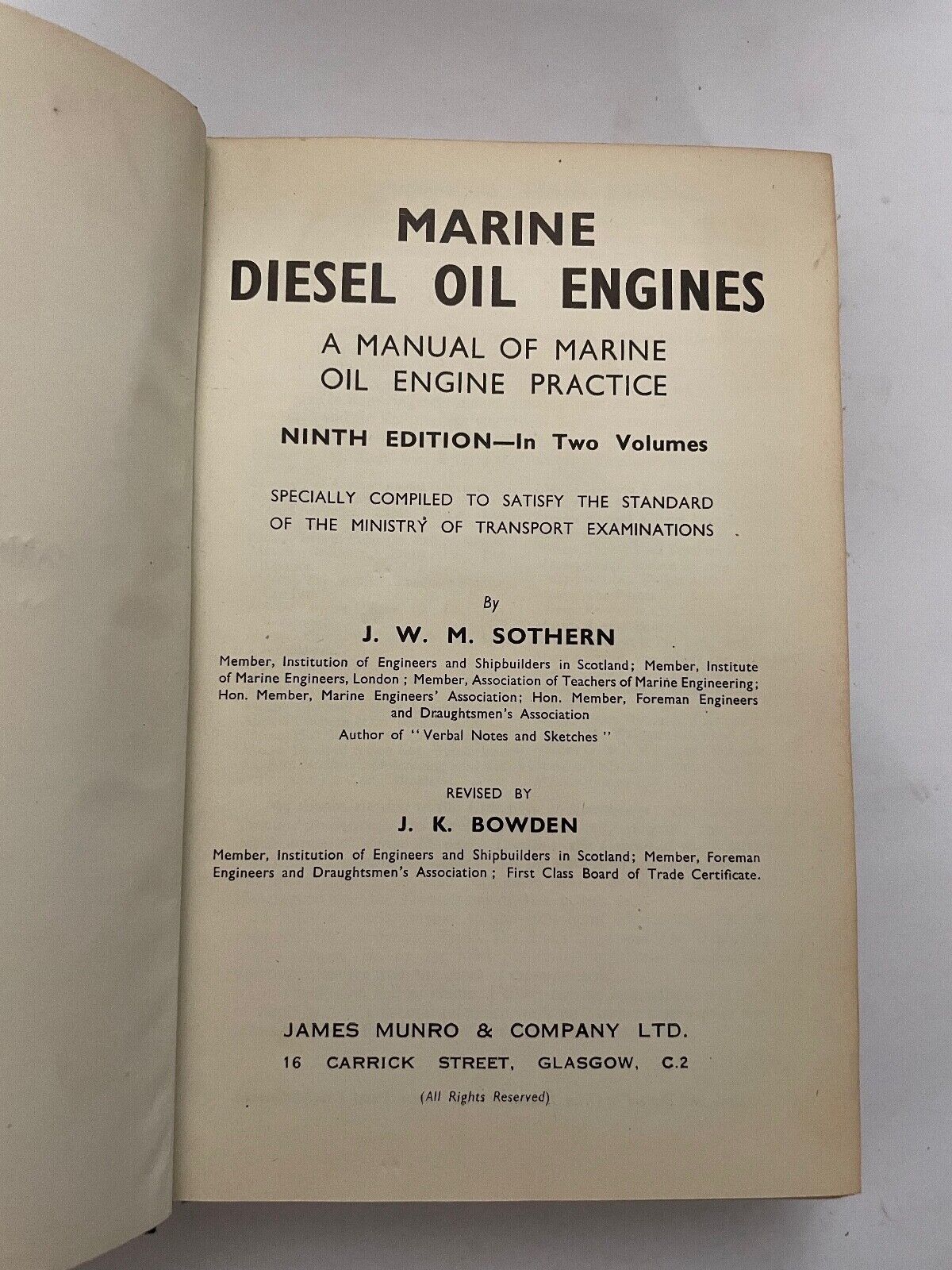 Marine Diesel Oil Engines 2 Vols by Sothern and Bowden