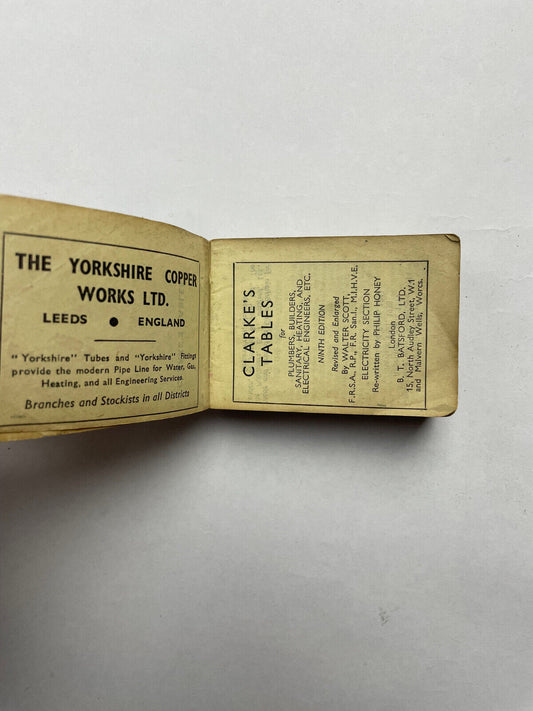 Clarke's Tables A Pocket-Book of Tables & Memoranda for Plumbers, Builders etc