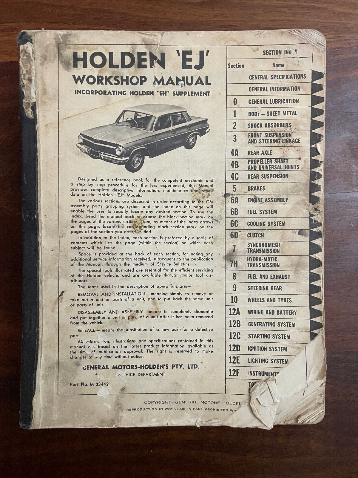 Genuine Holden EJ EH Shop Manual General Motors GMH
