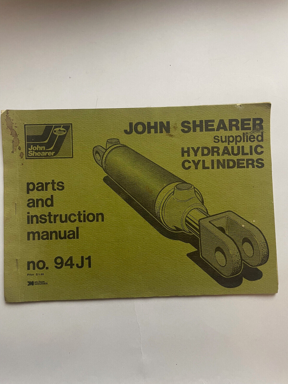 JOHN SHEARER supplied HYDRAULIC CYLINDERS parts and instruction manual no. 94J1