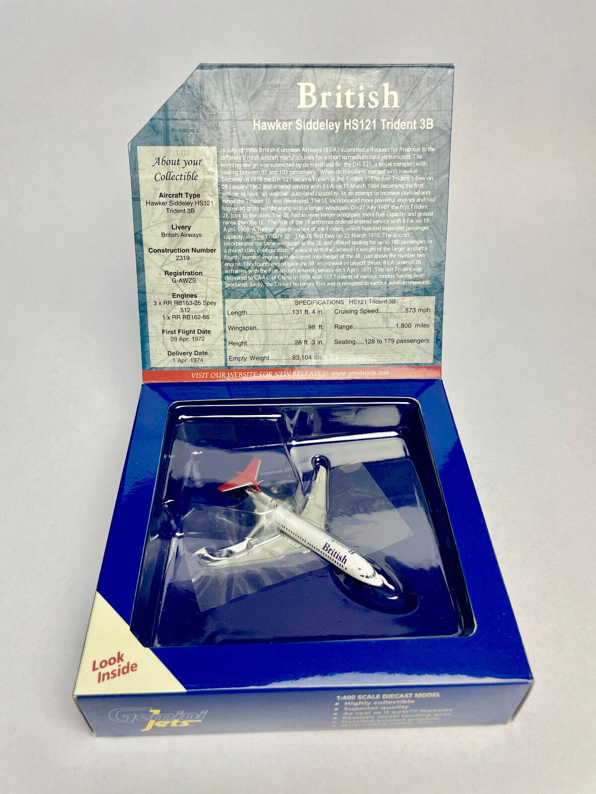Gemini Jets 1/400 British Airways Hawker Siddeley Trident 3B GJBAW711 Red Tail