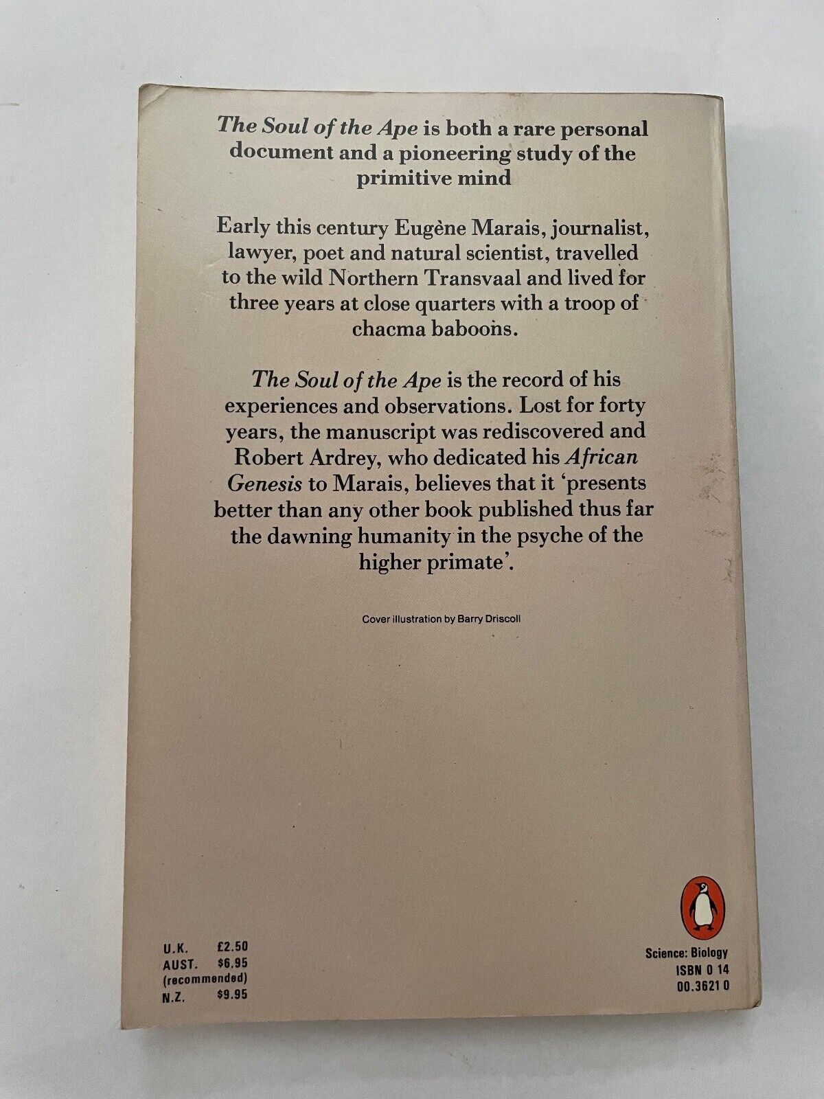 The Soul of the Ape By Eugene N. Marais. 0140036210
