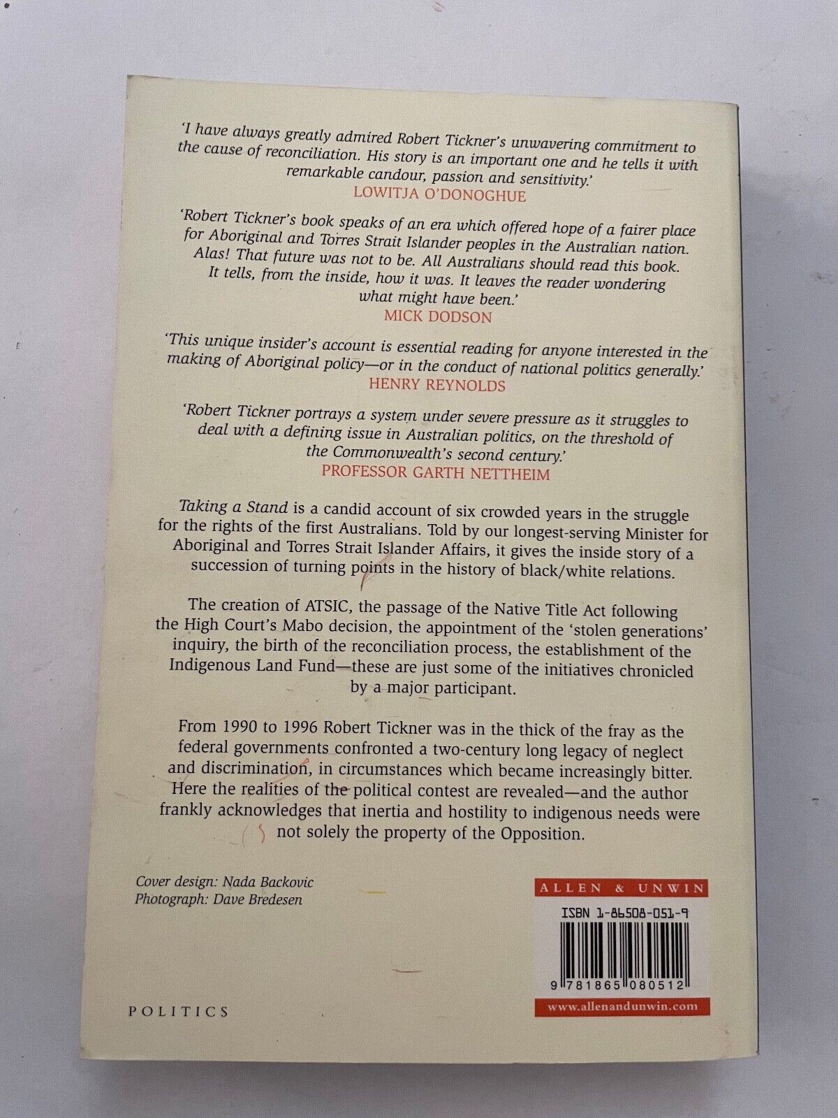 Taking a Stand: Land Rights to Reconciliation by Tickner, Robert
