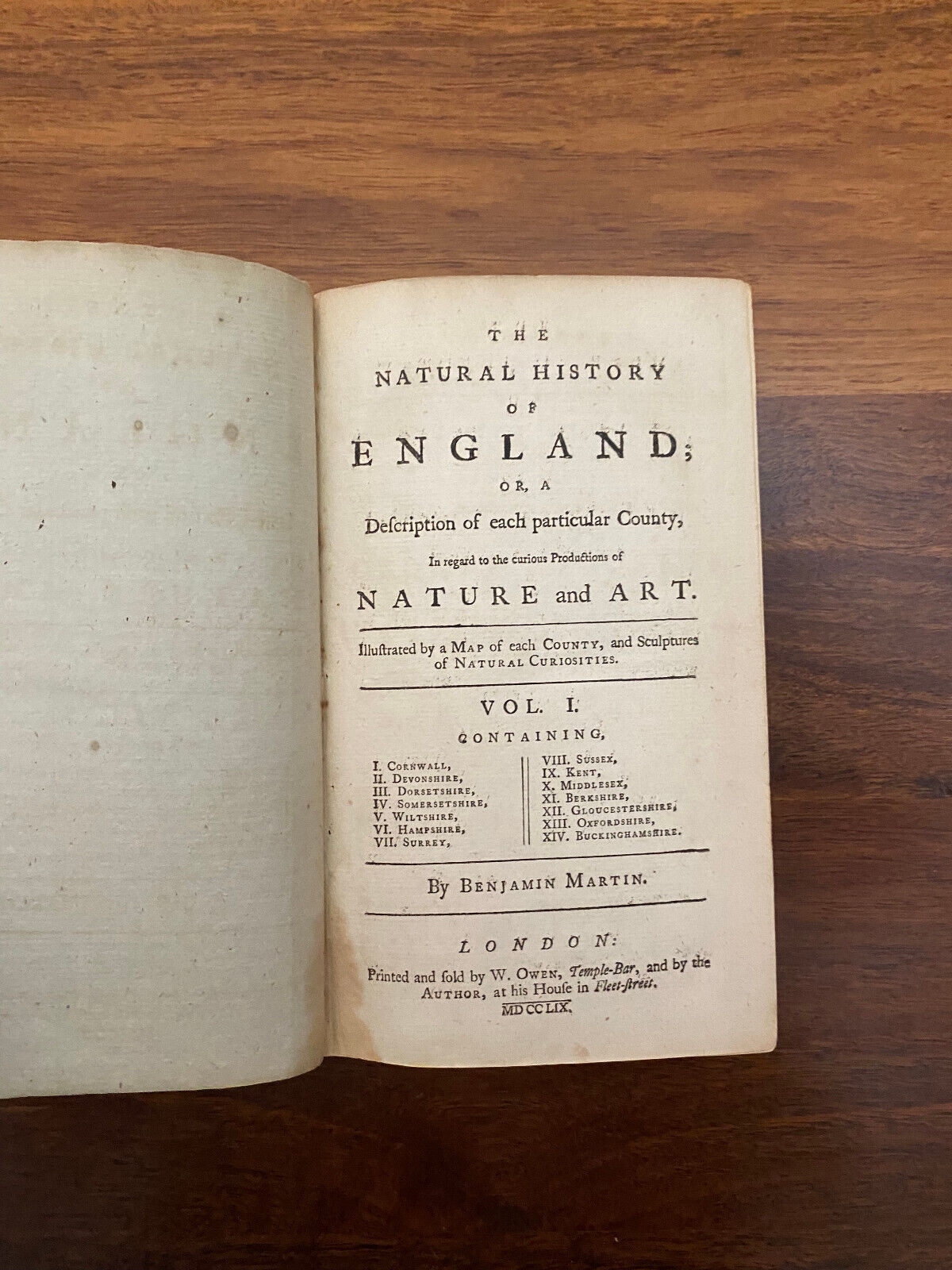 Natural History of England by Benjamin Martin (Hardcover, 1759)