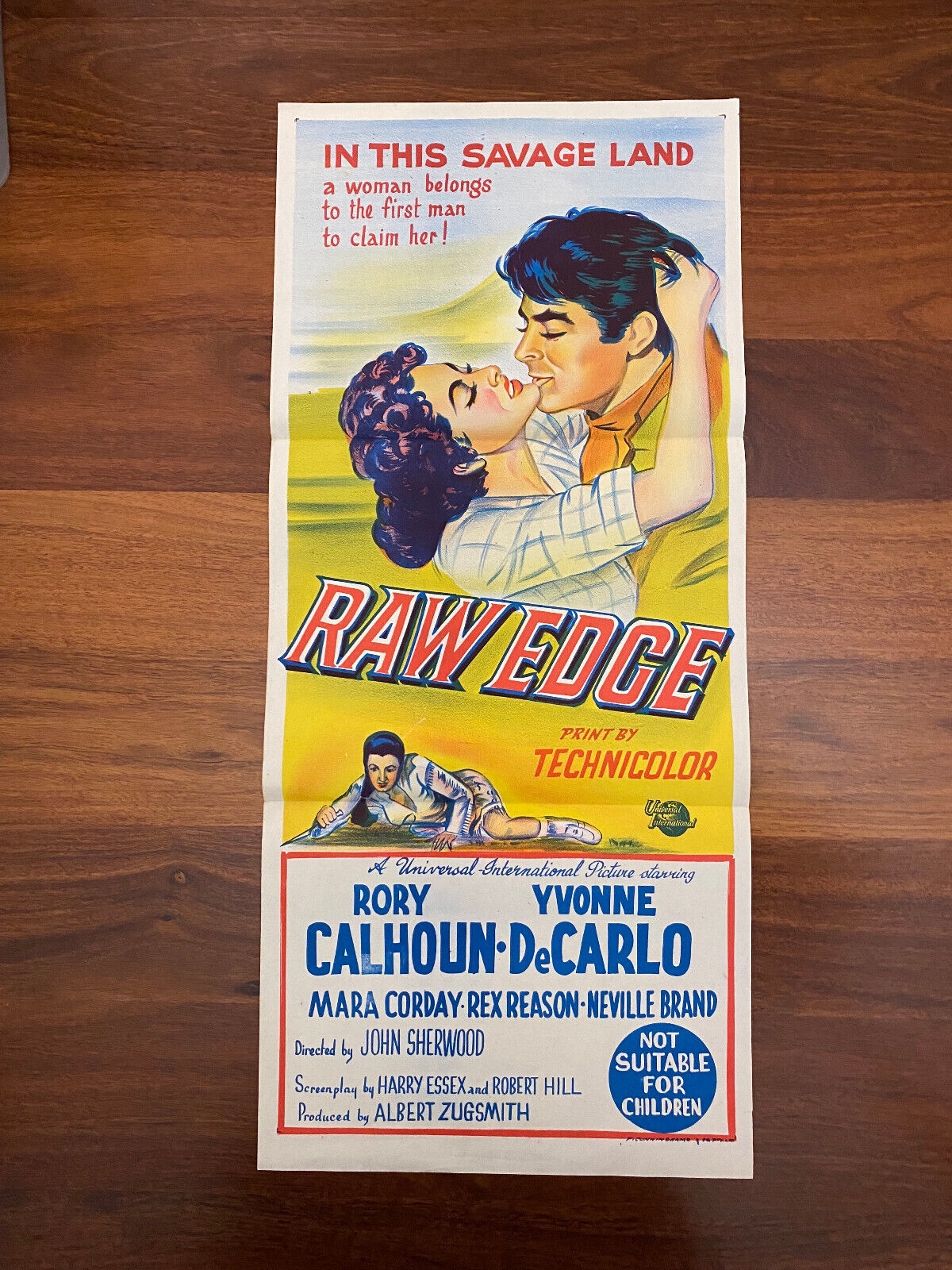 Raw Edge Poster Australian Daybill Scarce Rory Calhoun Yvonne de Carlo