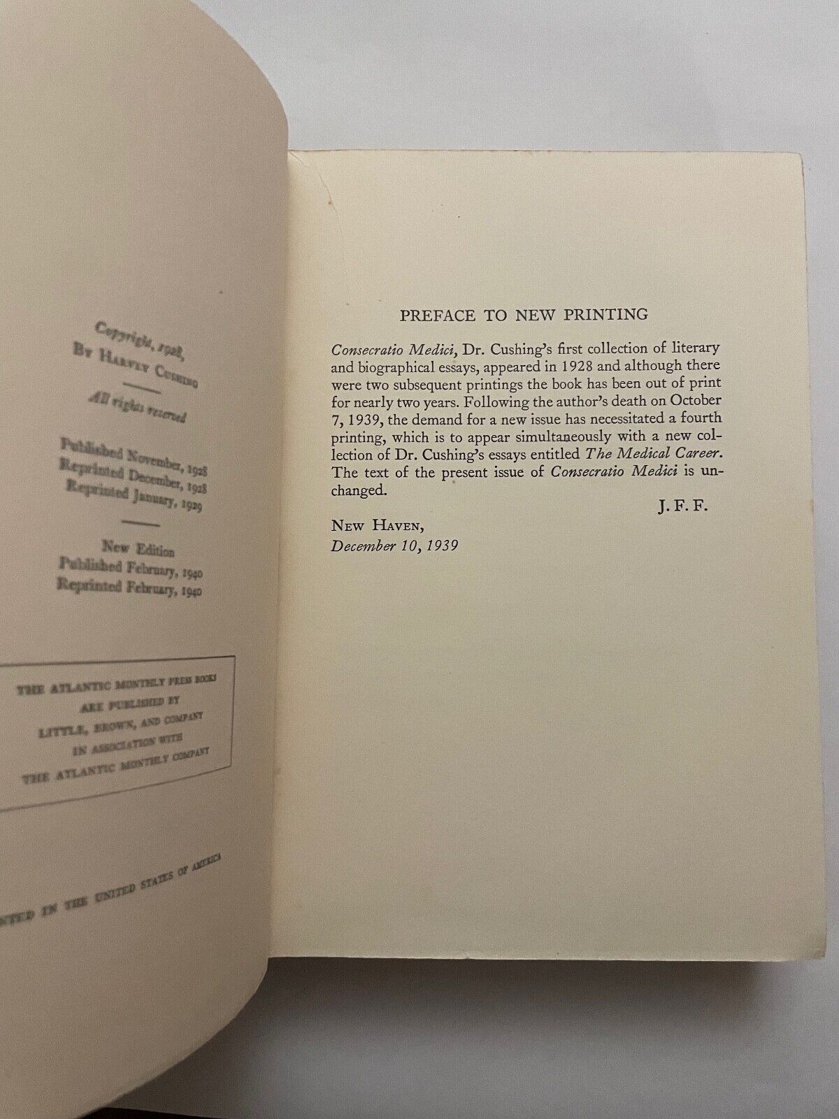 Consecratio Medici by Harvey Cushing (Hardcover, 1940)