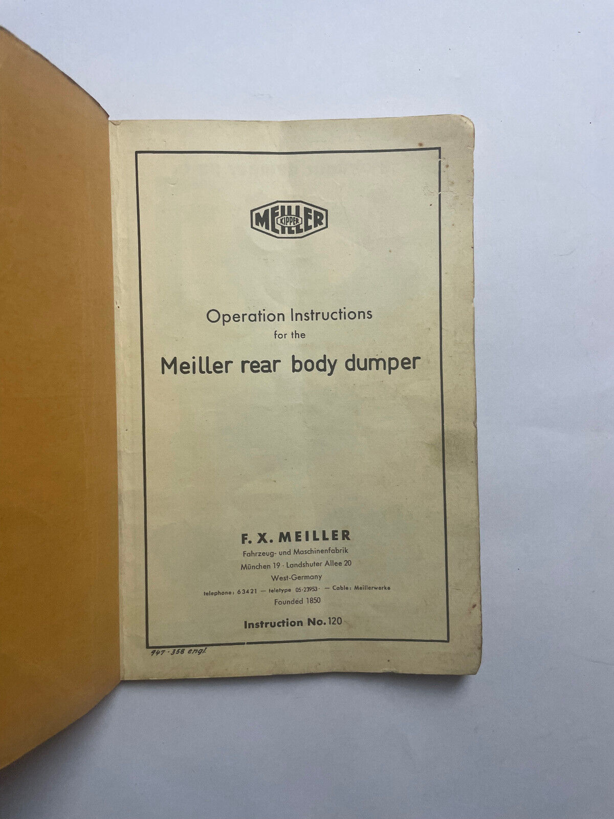 Operating Instructions + Parts Catalog Meiller Motor Dumper Kippvorrichtung Drp