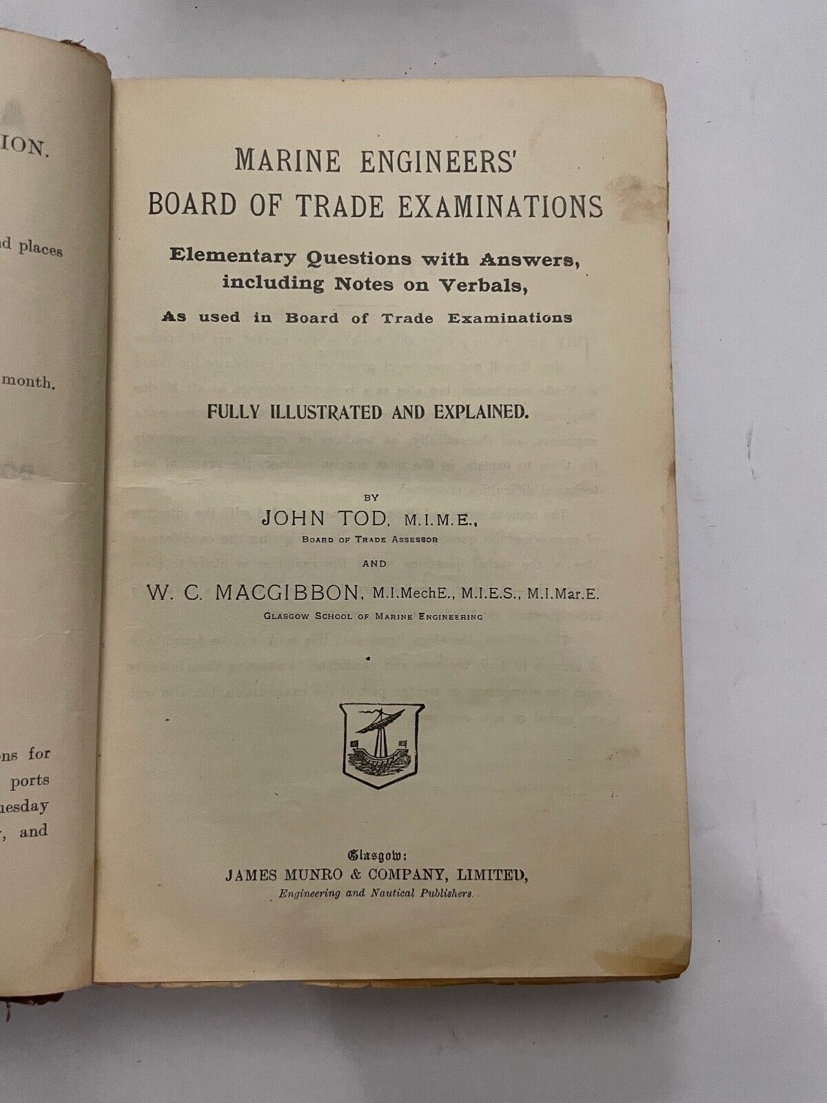 Marine Engineers' Board of Trade Examinations by John Tod