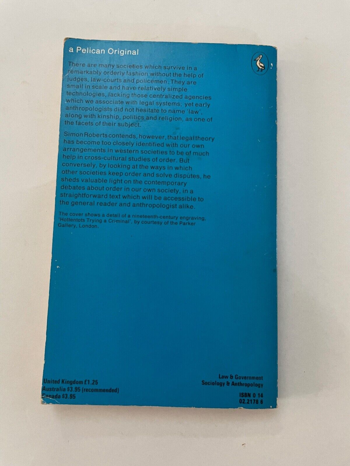 Order and Dispute By Simon Roberts An Introduction to Legal Anthropology PB Book