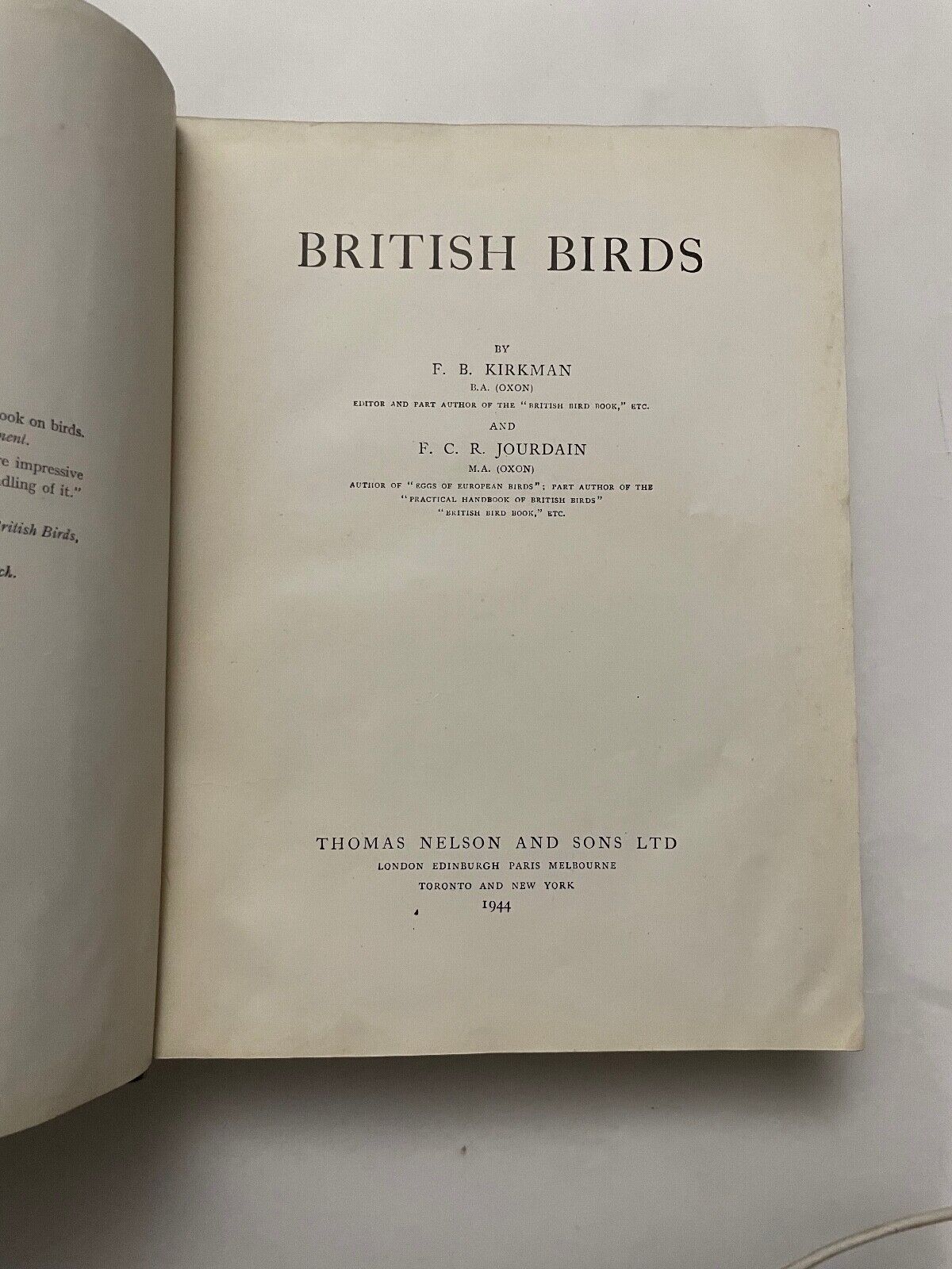 British Birds by F.B. Kirkman and F.C.R. Jourdain (Hardcover, 1944)