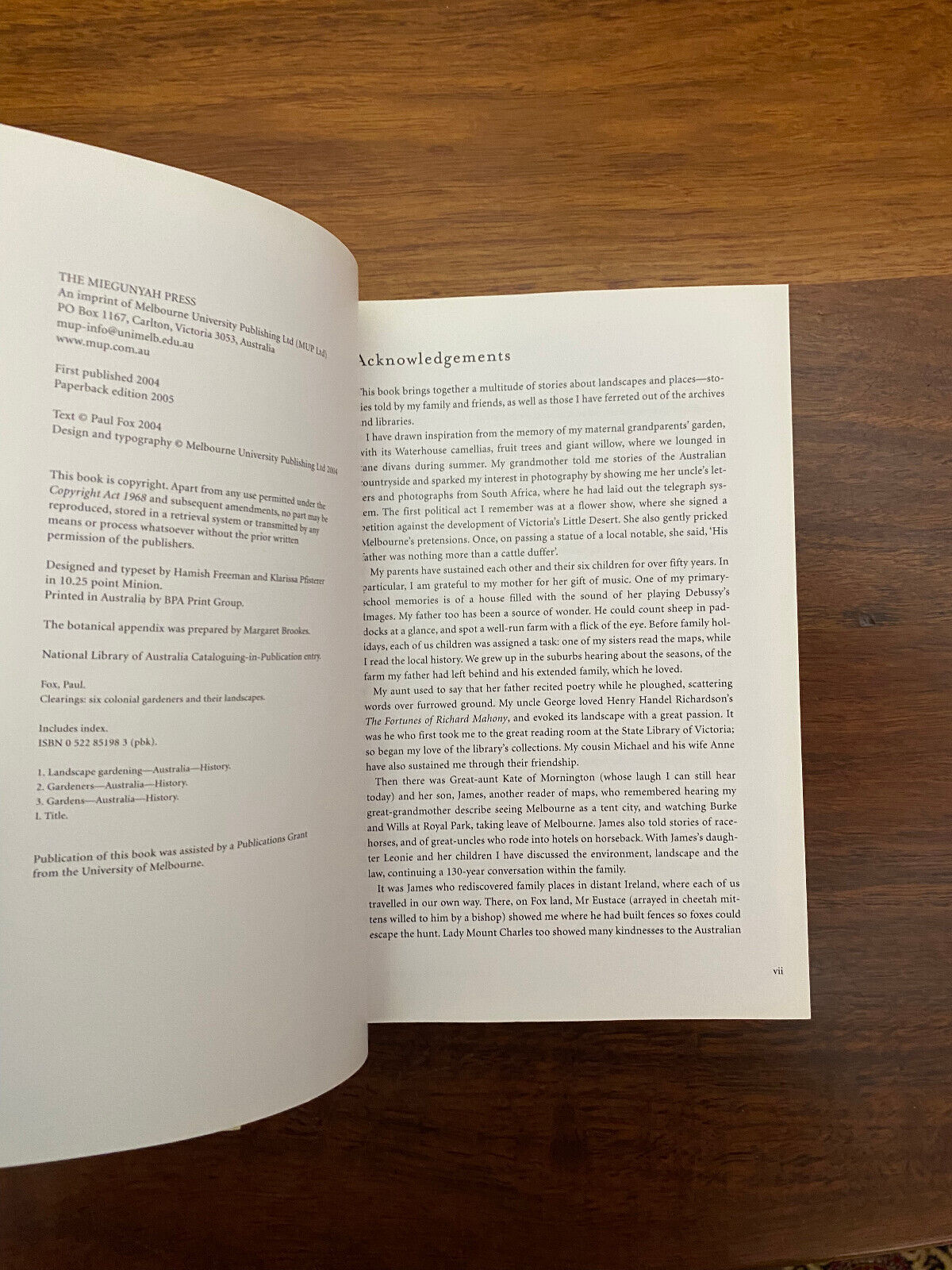 Clearings: Six Colonial Gardener's and Their Landscapes by Paul Fox