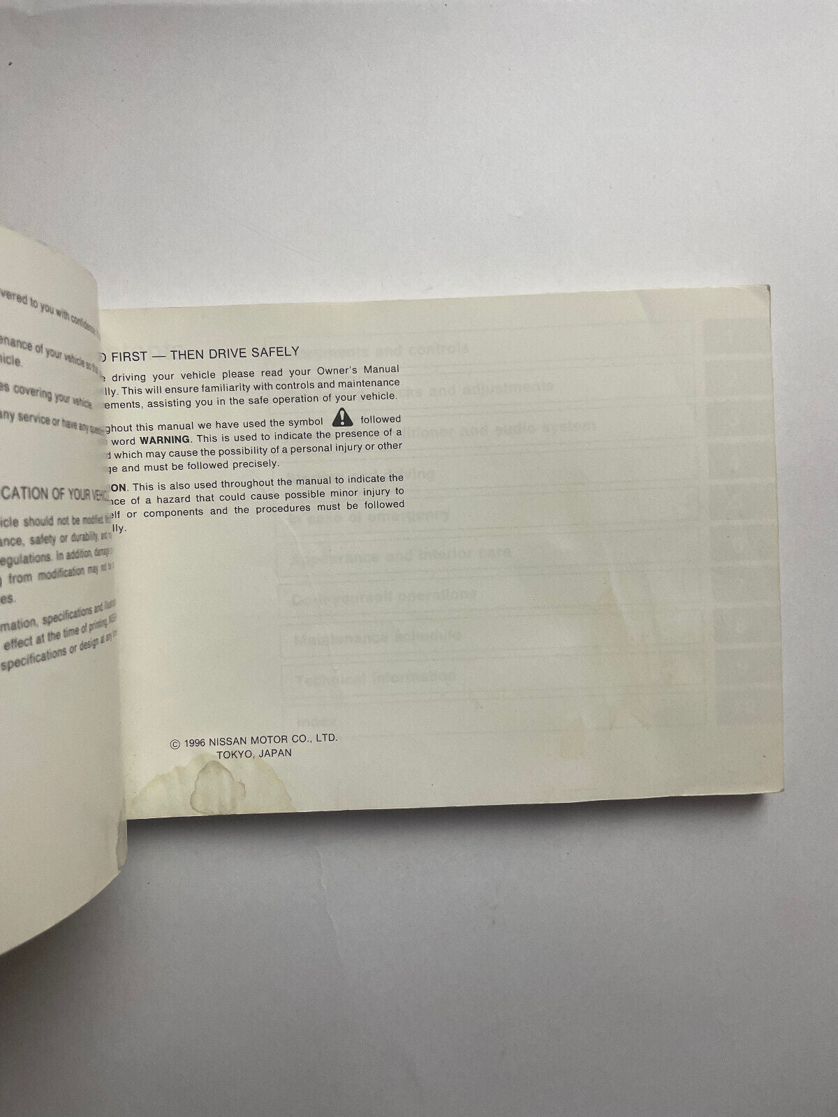 GENUINE NISSAN MODEL N15 SERIES OWNER’S HANDBOOK MANUAL