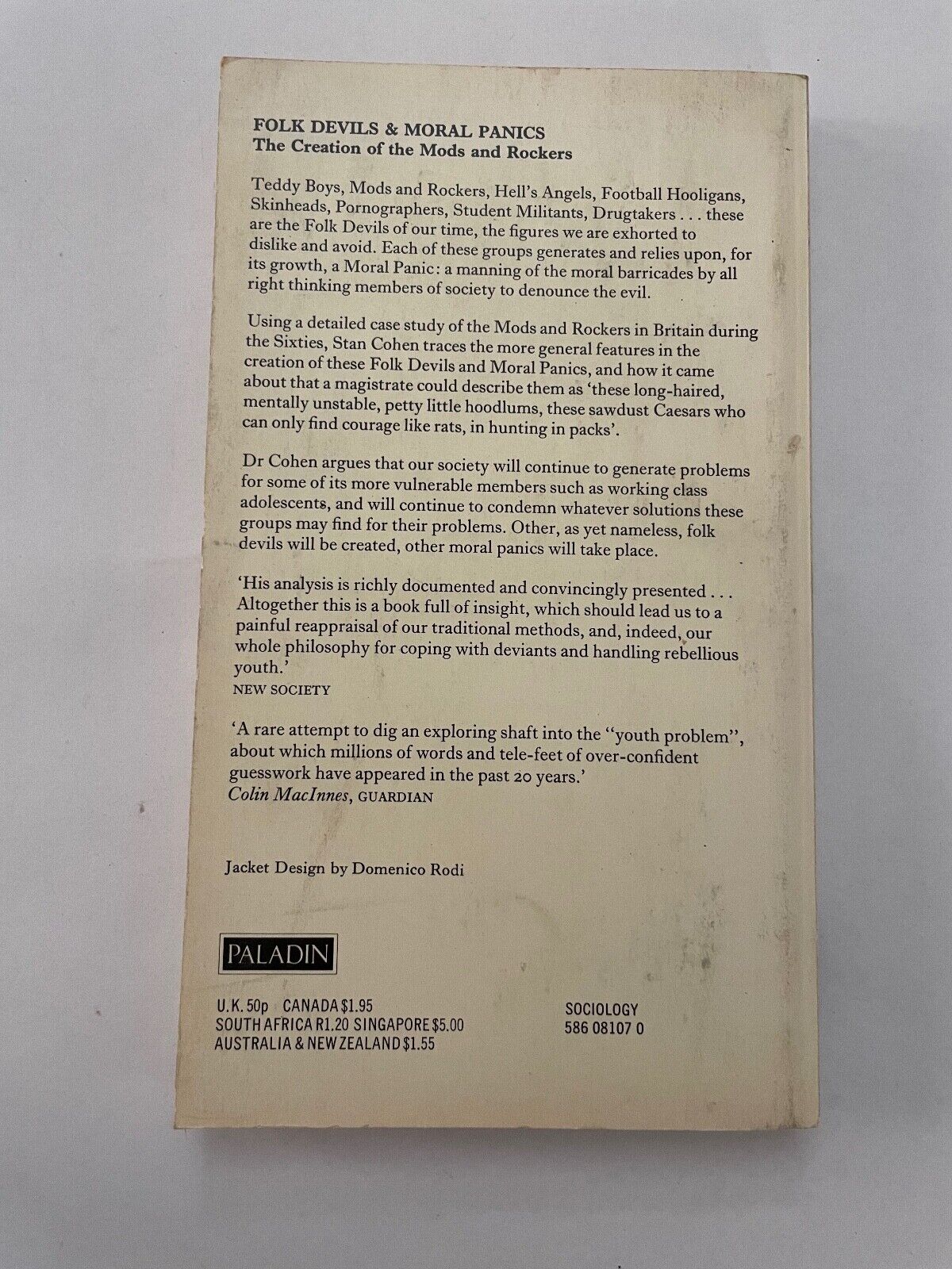 Folk Devils and Moral Panics by Stanley Cohen 1980