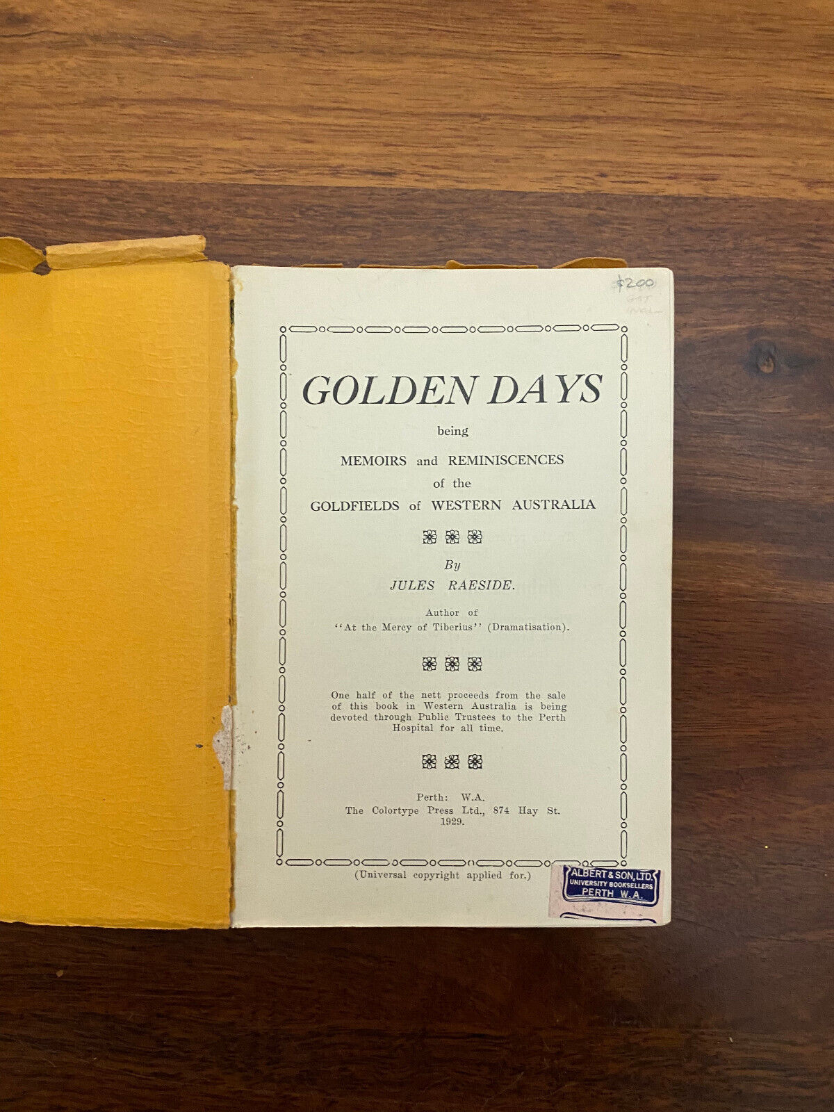 Golden Days by Jules Raeside (Softcover, 1929)
