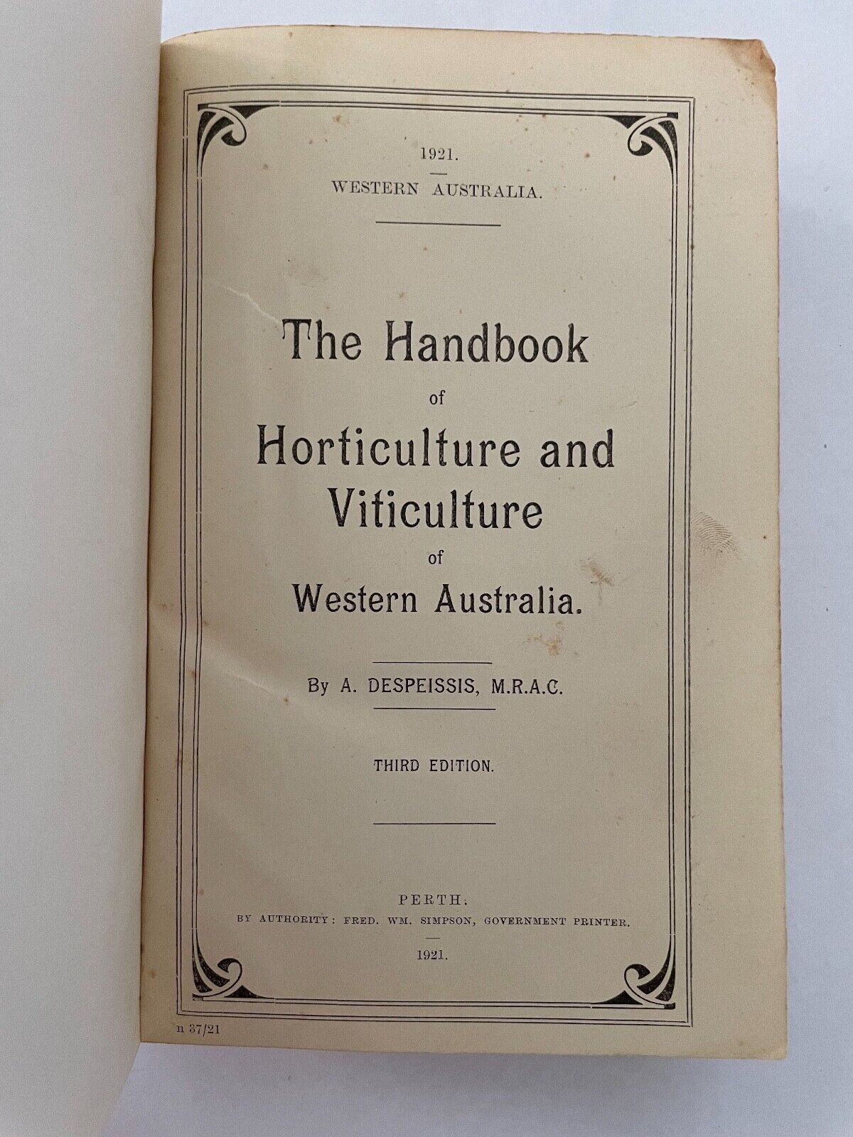 The Handbook of Horticulture & Viticulture of Western Australia by A Despeissis