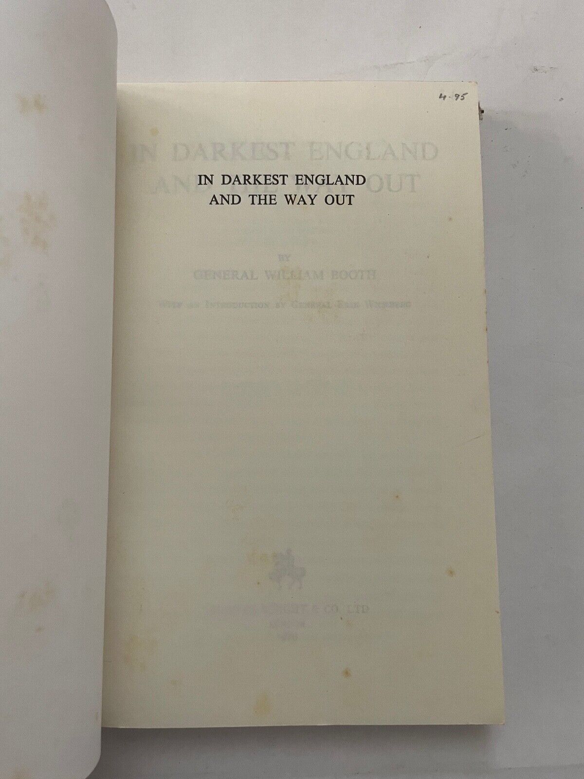 In Darkest England and the Way Out by Charles Booth (Paperback, 1970)