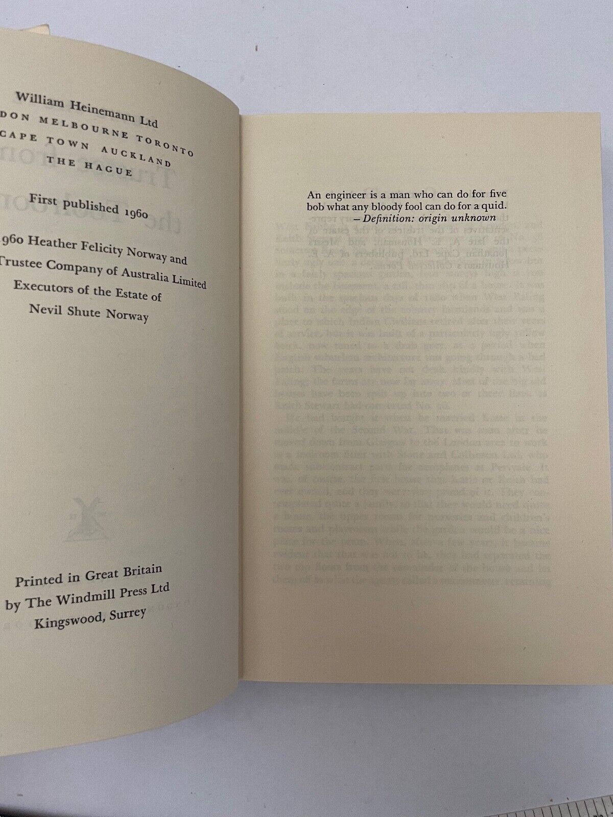 Trustee from the Toolroom by Nevil Shute (Hardback, 1960) 1st edition