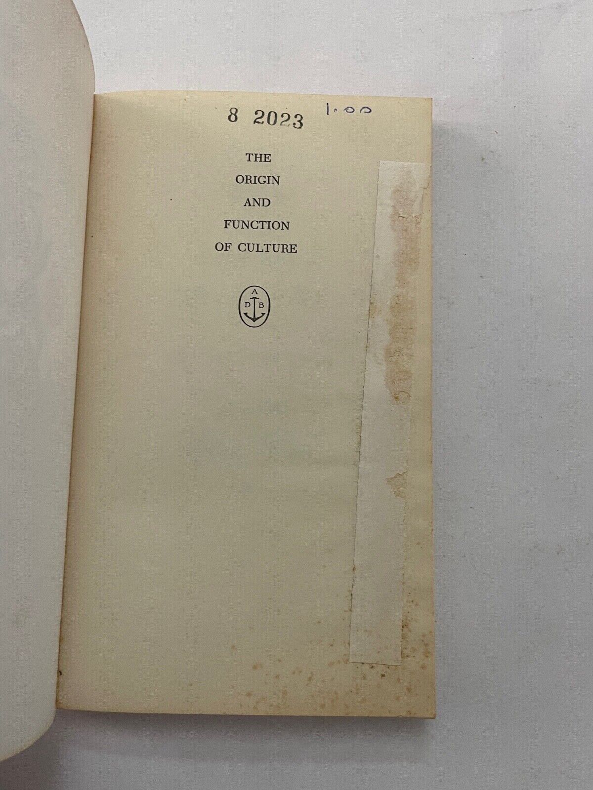 The Origin of Function and Culture by Geza Roheim (Paperback, 1971)