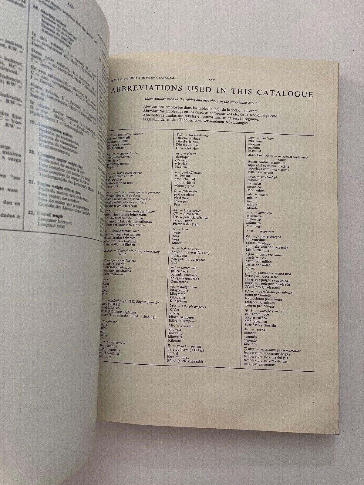 BRITISH ENGINES THE BICEMA CATALOGUE SEVENTH EDITION 1969 HB