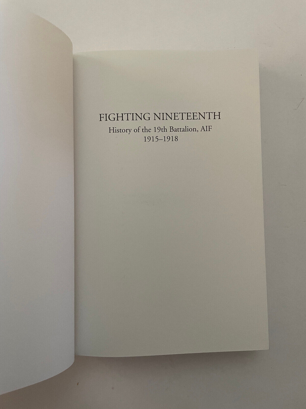 Fighting Nineteenth History Of The 19th Inf Battalion AIF 1915-1918 David Wilson