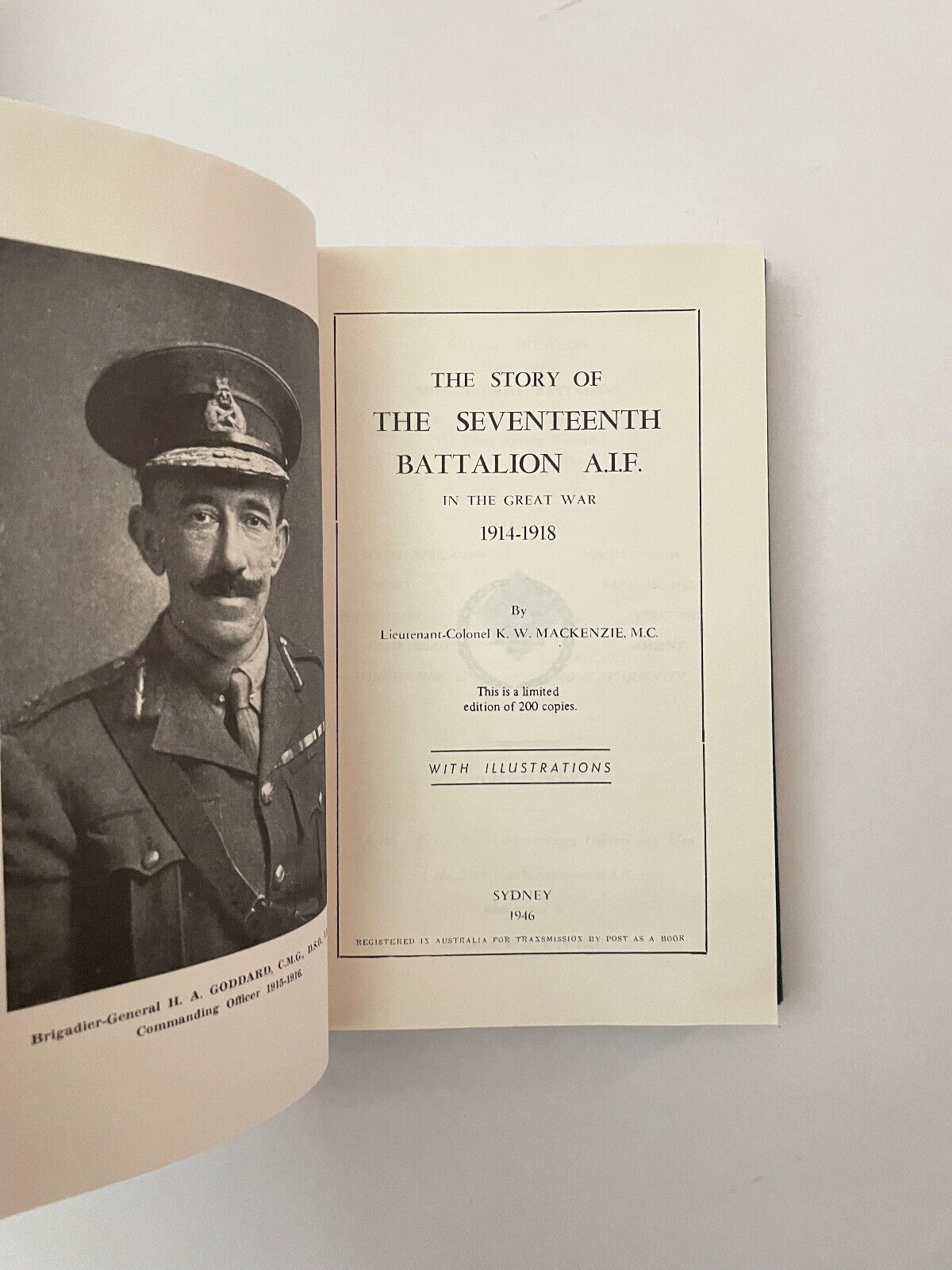 The Story of the Seventeenth Battalion A.I.F. In the Great War 1914-1918 by Ma