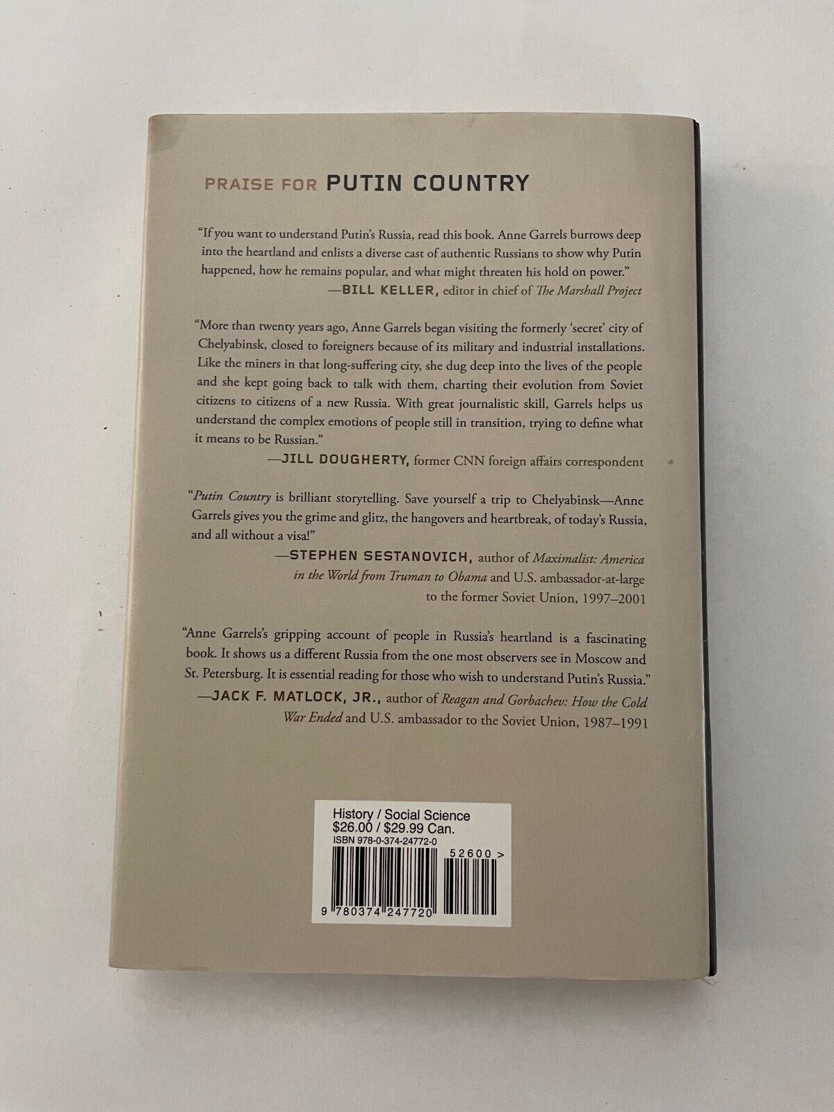 Putin Country: A Journey into the Real Russia by Anne Garrels (Hardcover, 2017)