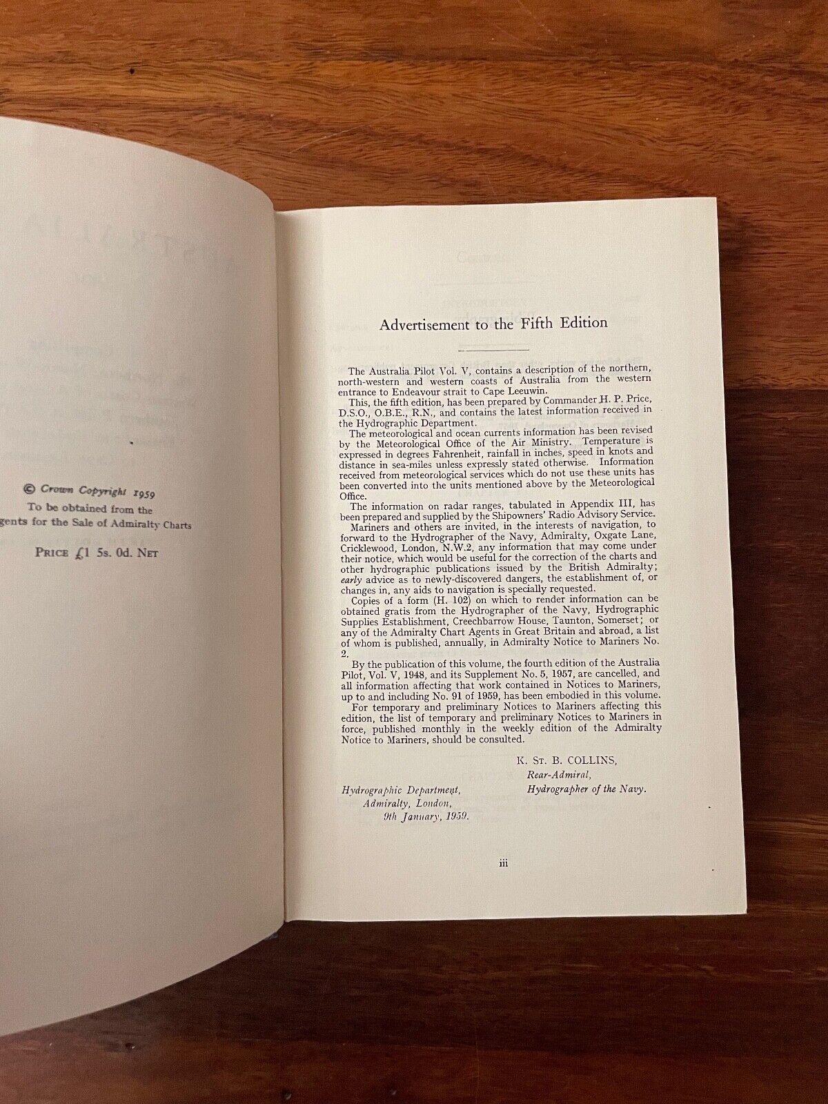 Australia Pilot Vol V (Fifth edition, 1959)