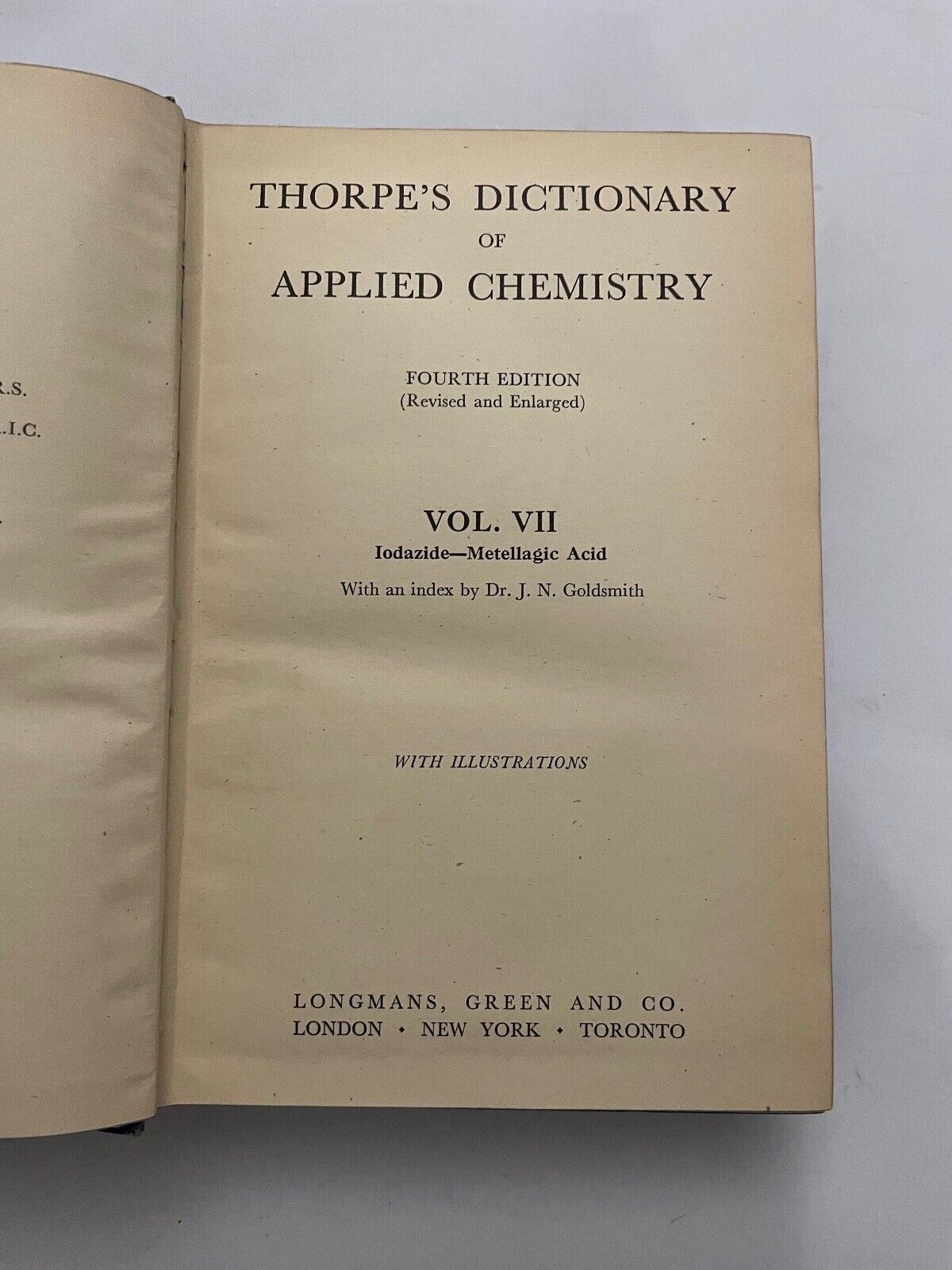 Thorpe's Dictionary of Applied Chemistry Vol VII
