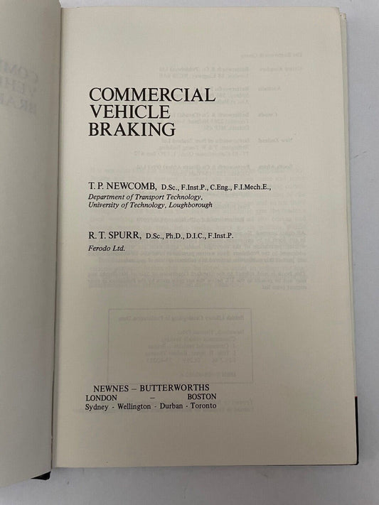 Commercial Vehicle Braking by T.P. Newcomb, Robert Thomas Spurr (Hardback, 1979)