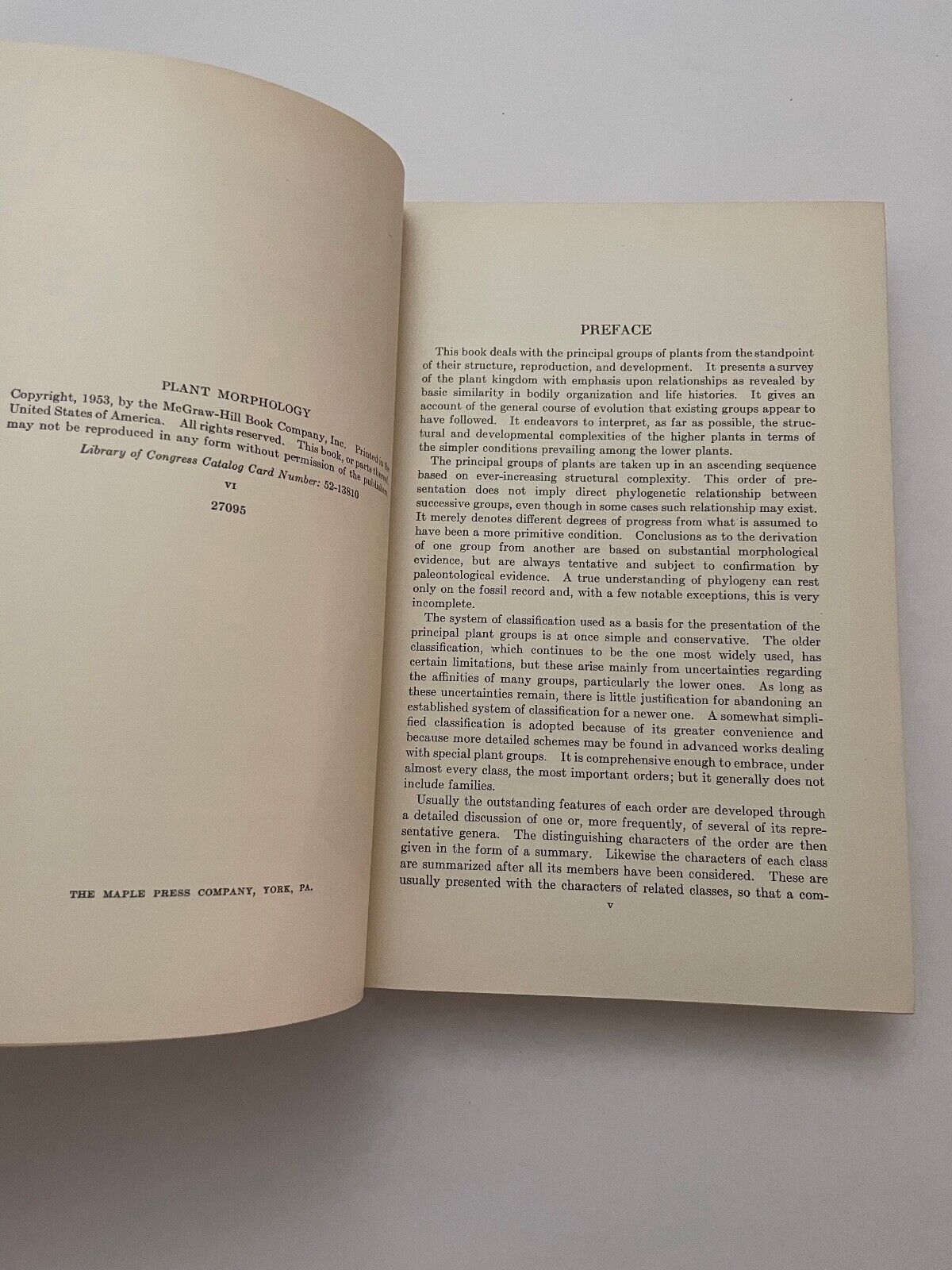 PLANT MORPHOLOGY 1953 1st Edition HC by Arthur W Haupt University Los Angeles