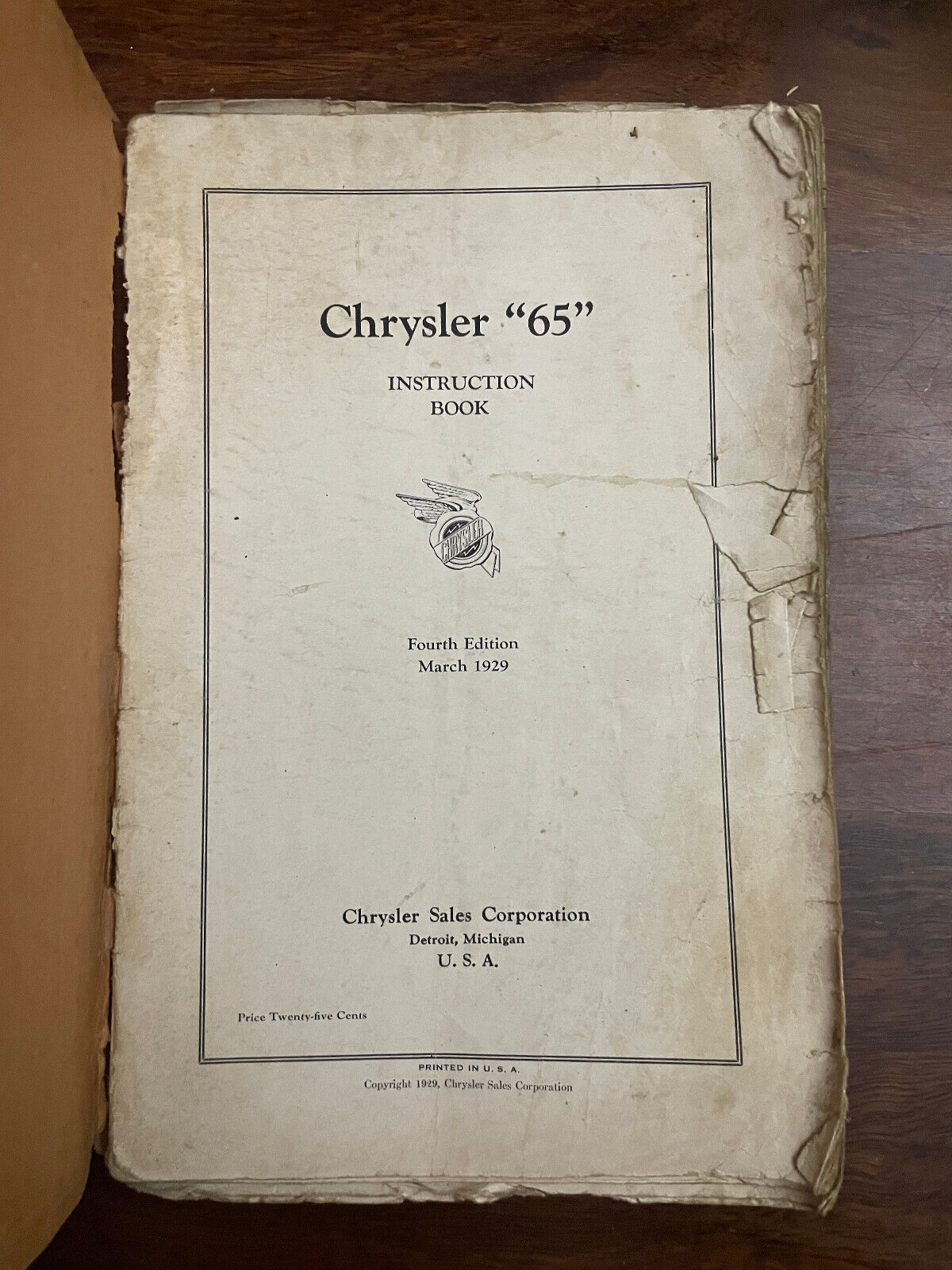 Original Chrysler "65" Instruction Book 1928 Owner's Manual