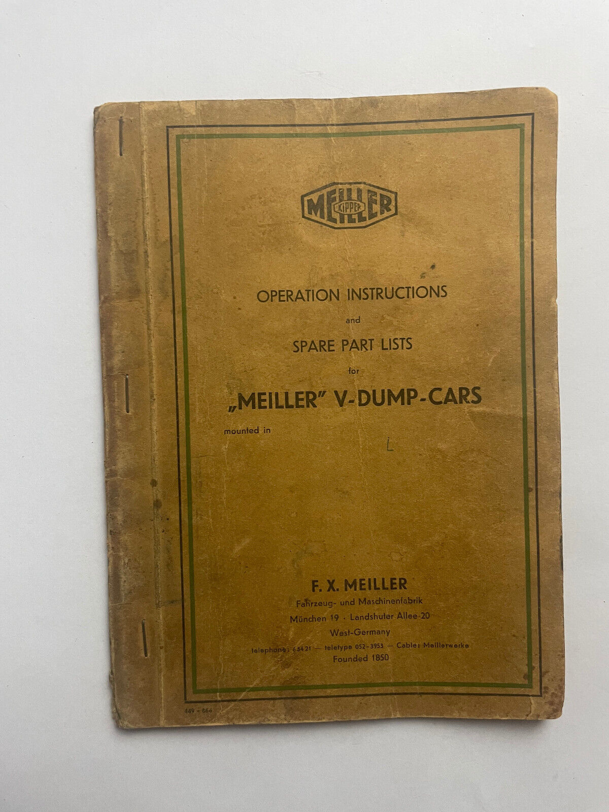 Operating Instructions + Parts Catalog Meiller Motor Dumper Kippvorrichtung Drp