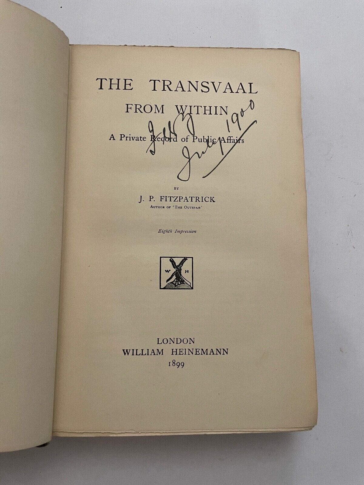 The Transvaal from Within a Private Record of Public Affairs by Percy Sir...