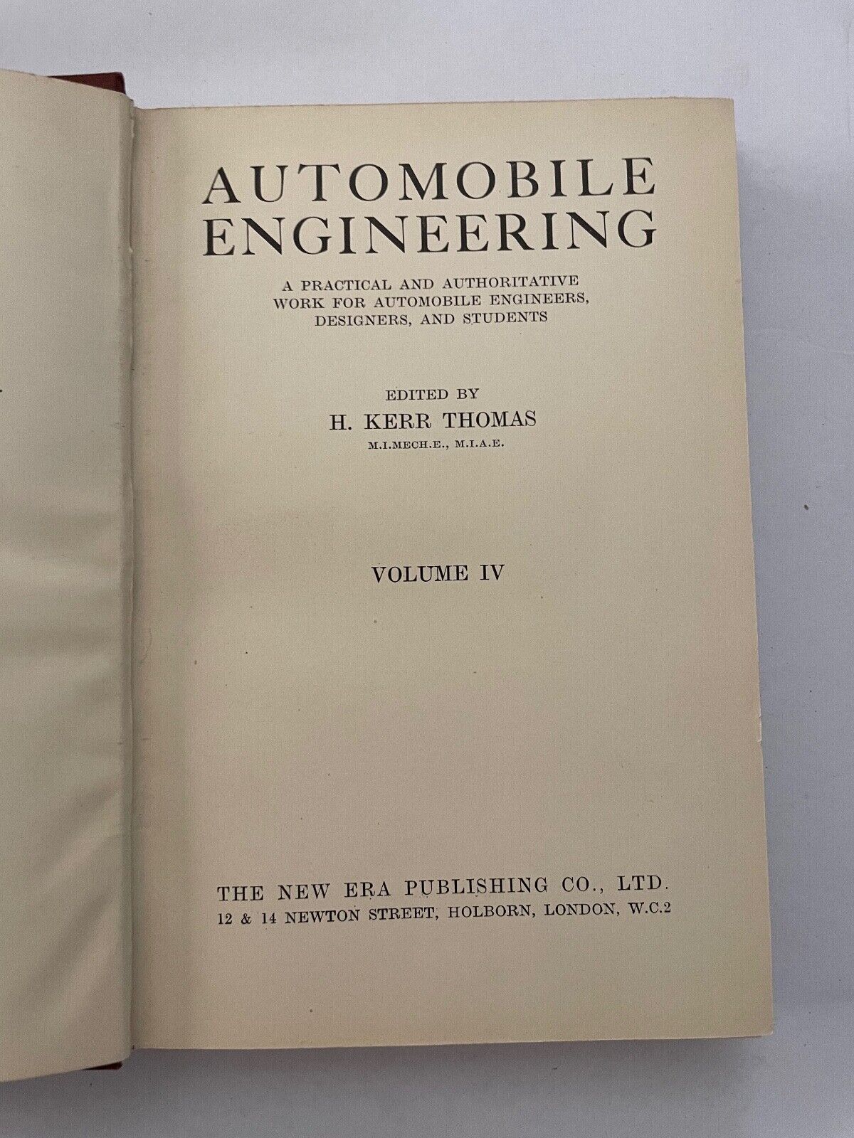Automobile Engineering Vol IV and Vol V (two volumes) Kerr Thomas