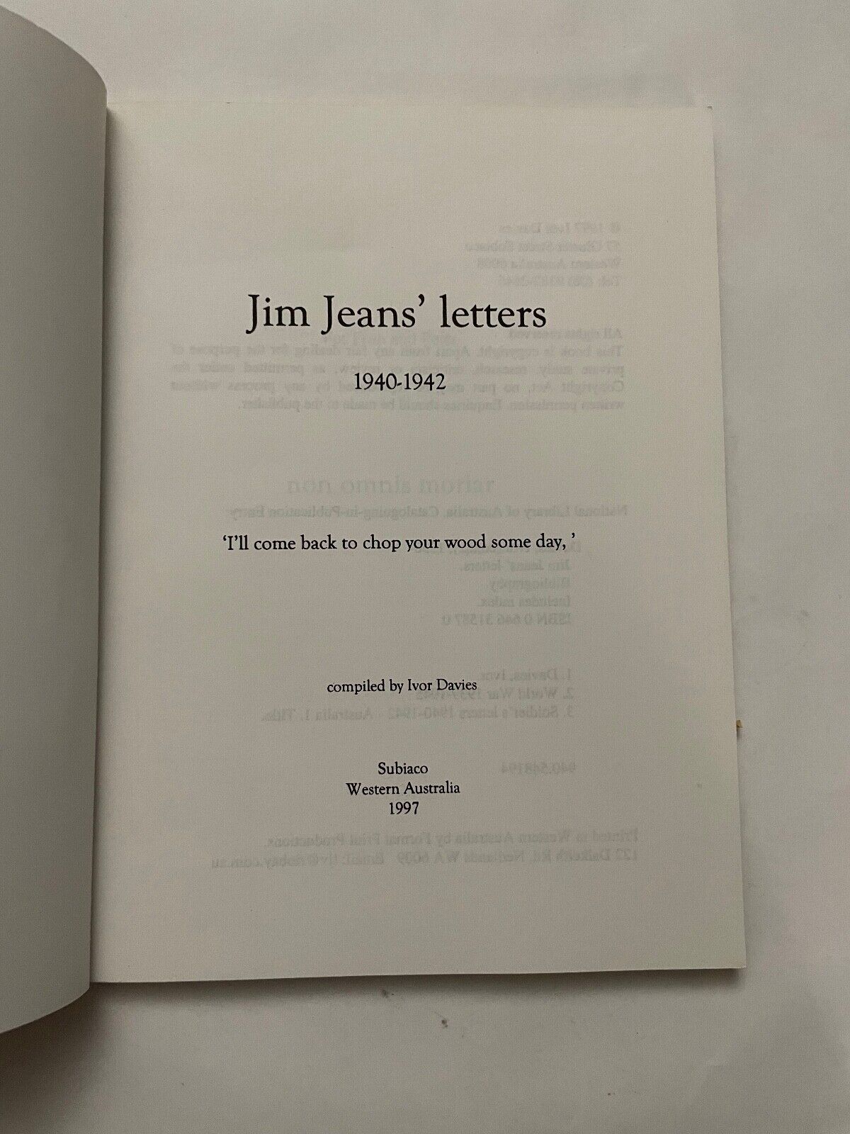 Jim Jeans' letters 1940-1942 Compiled by Ivor Davies