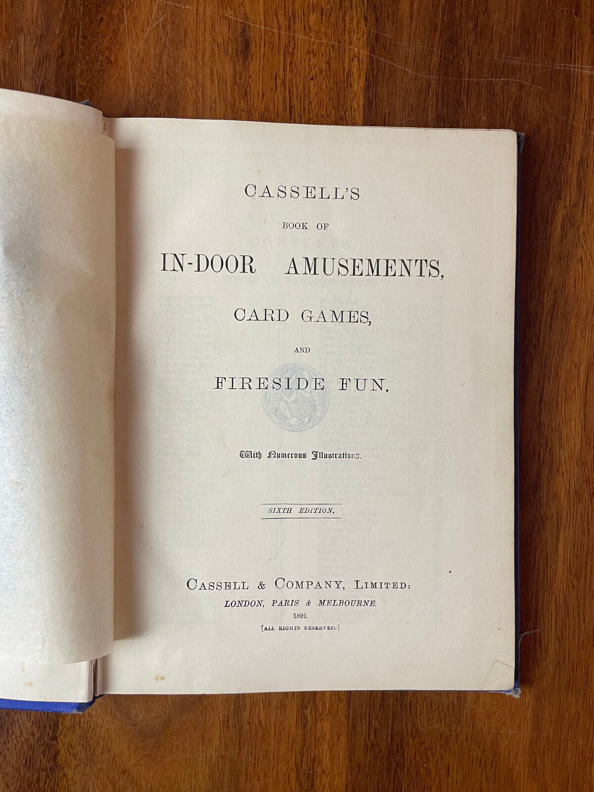 Cassell's Book of Indoor Amusements Card Games and Fireside Fun Illustrated 1891